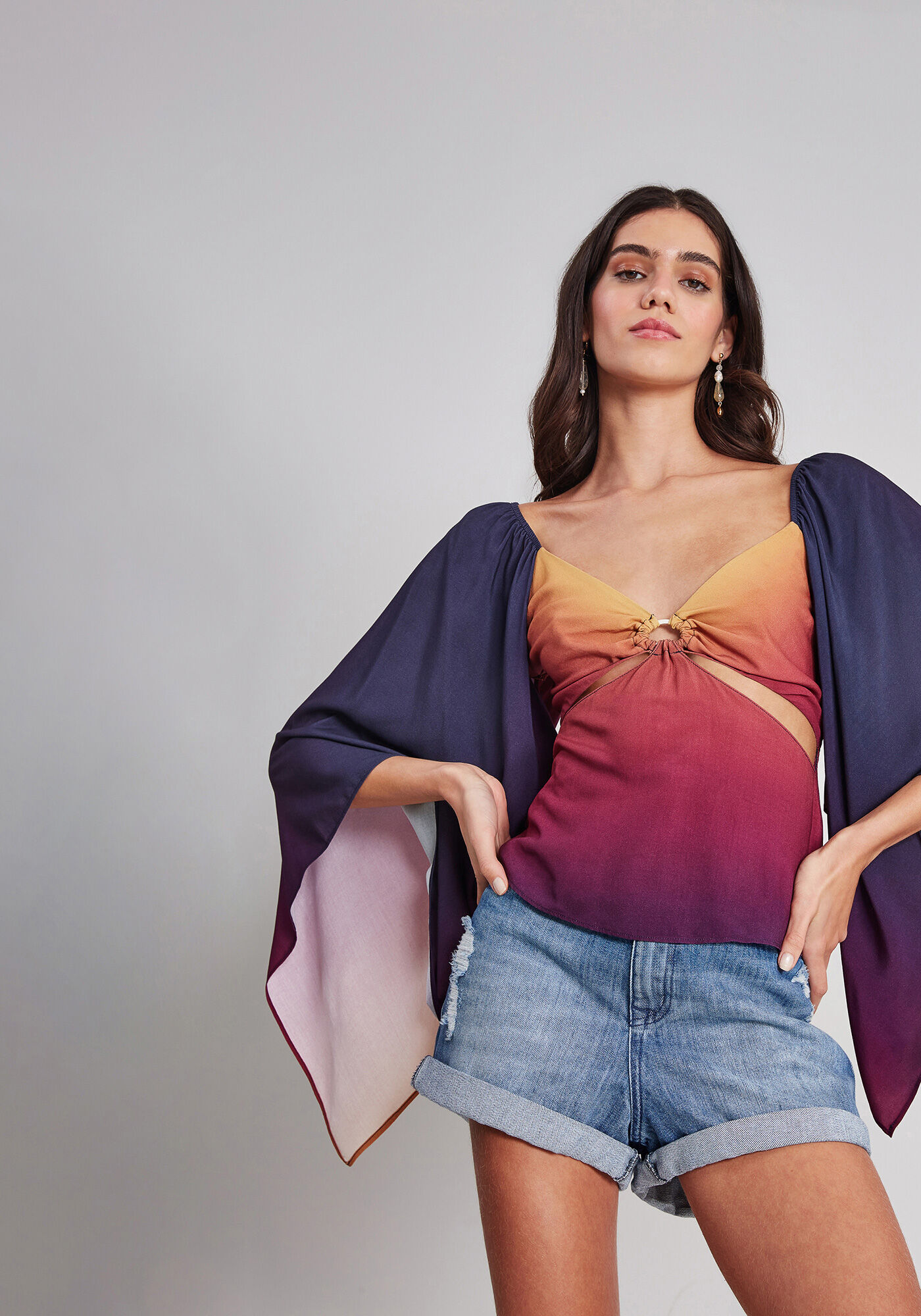 Blusa Manga M&aacute;xi Cuts Estampa, , large.