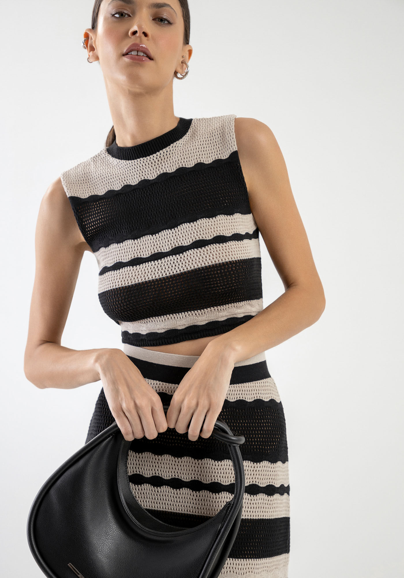 Regata Cropped em Tric&ocirc; Listrada, , large.