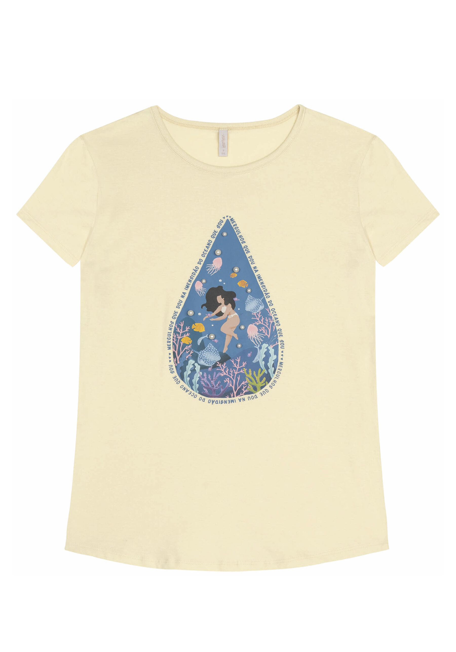 T-shirt em Malha Prime Estampada com Pérolas, . T-shirt em Malha Prime Estampada com Pérolas, , large.