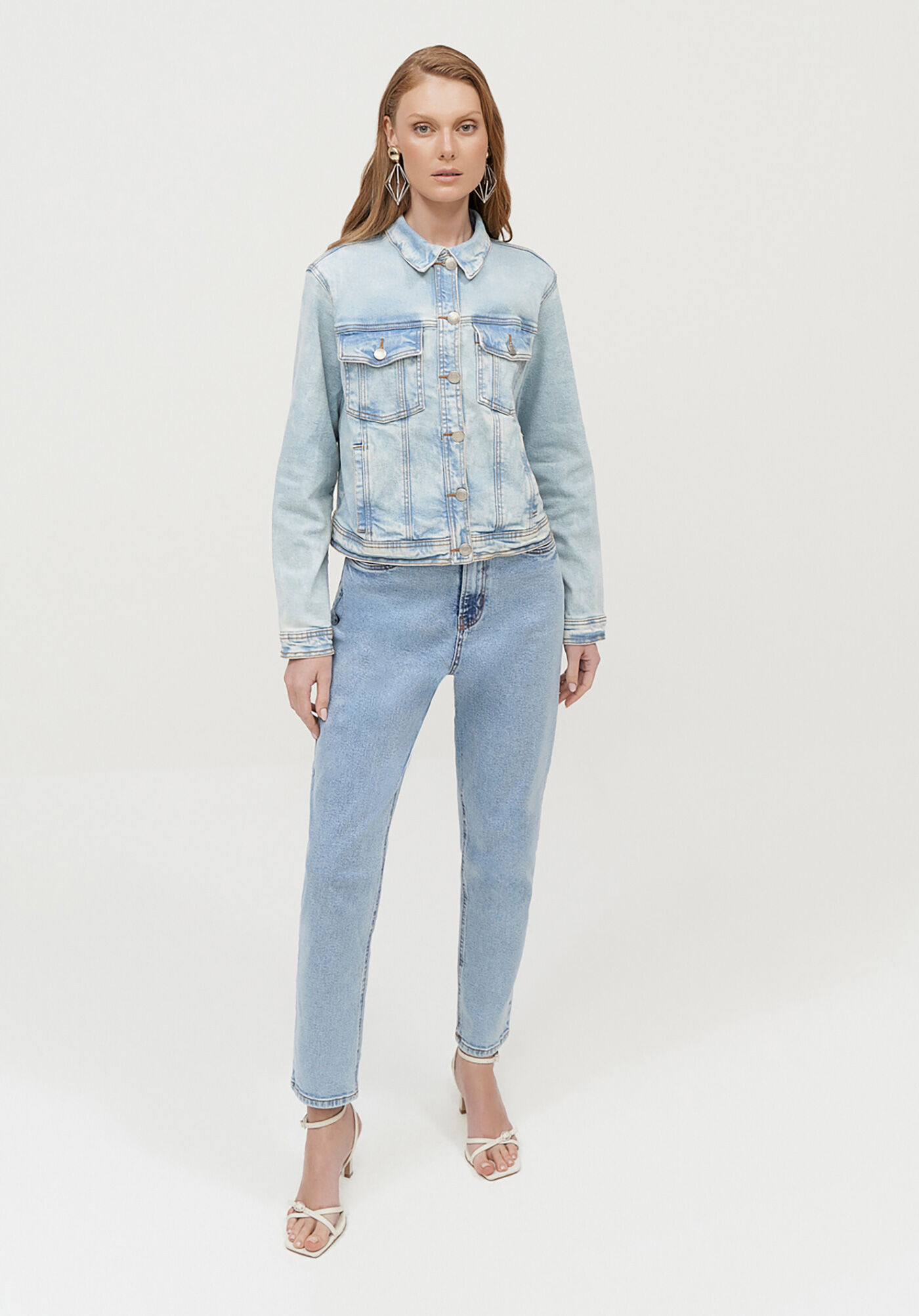 Jaqueta Jeans Marmorizada com Elasticidade, , large.