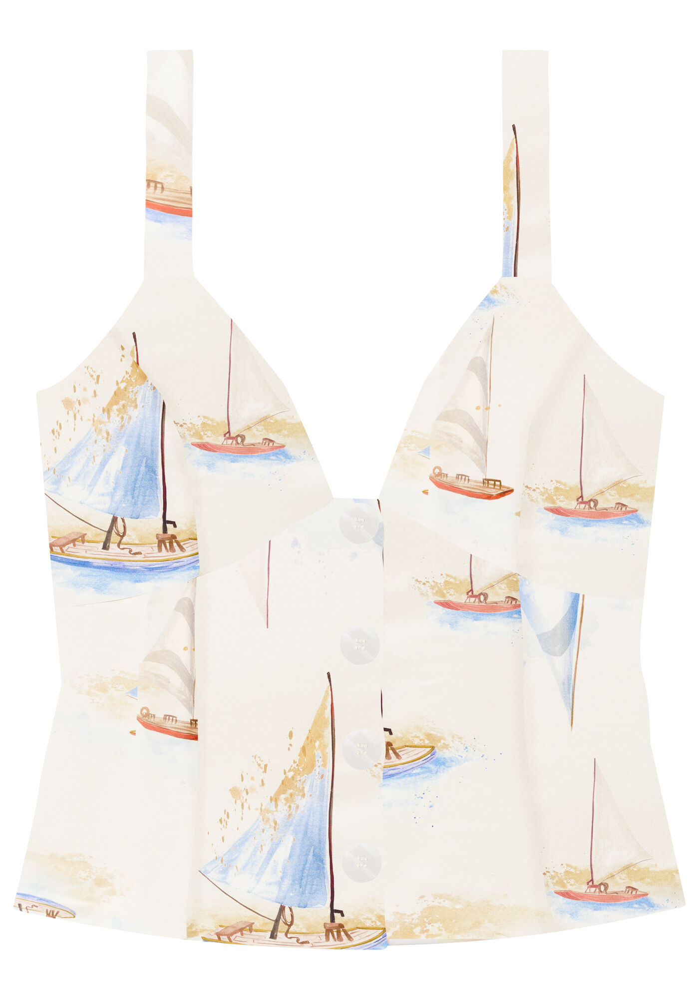 Blusa com Al&ccedil;as em Linho com Bot&otilde;es, , large.