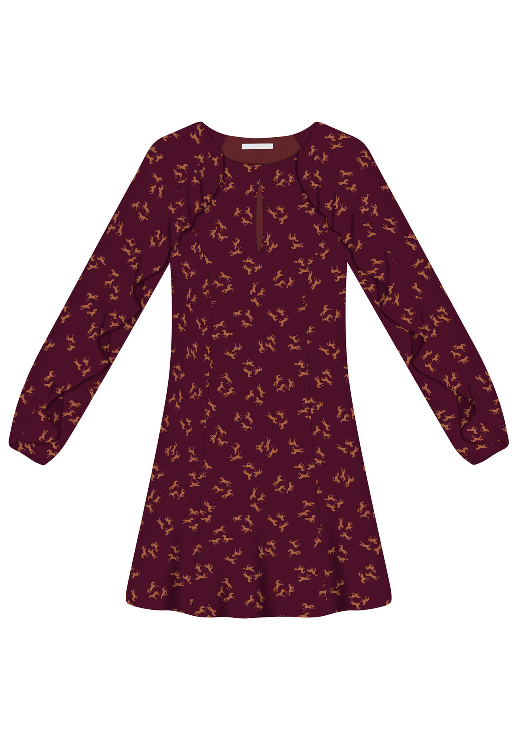 Vestido Manga Longa Estampado Tecido, . Vestido Manga Longa Estampado Tecido, , large.