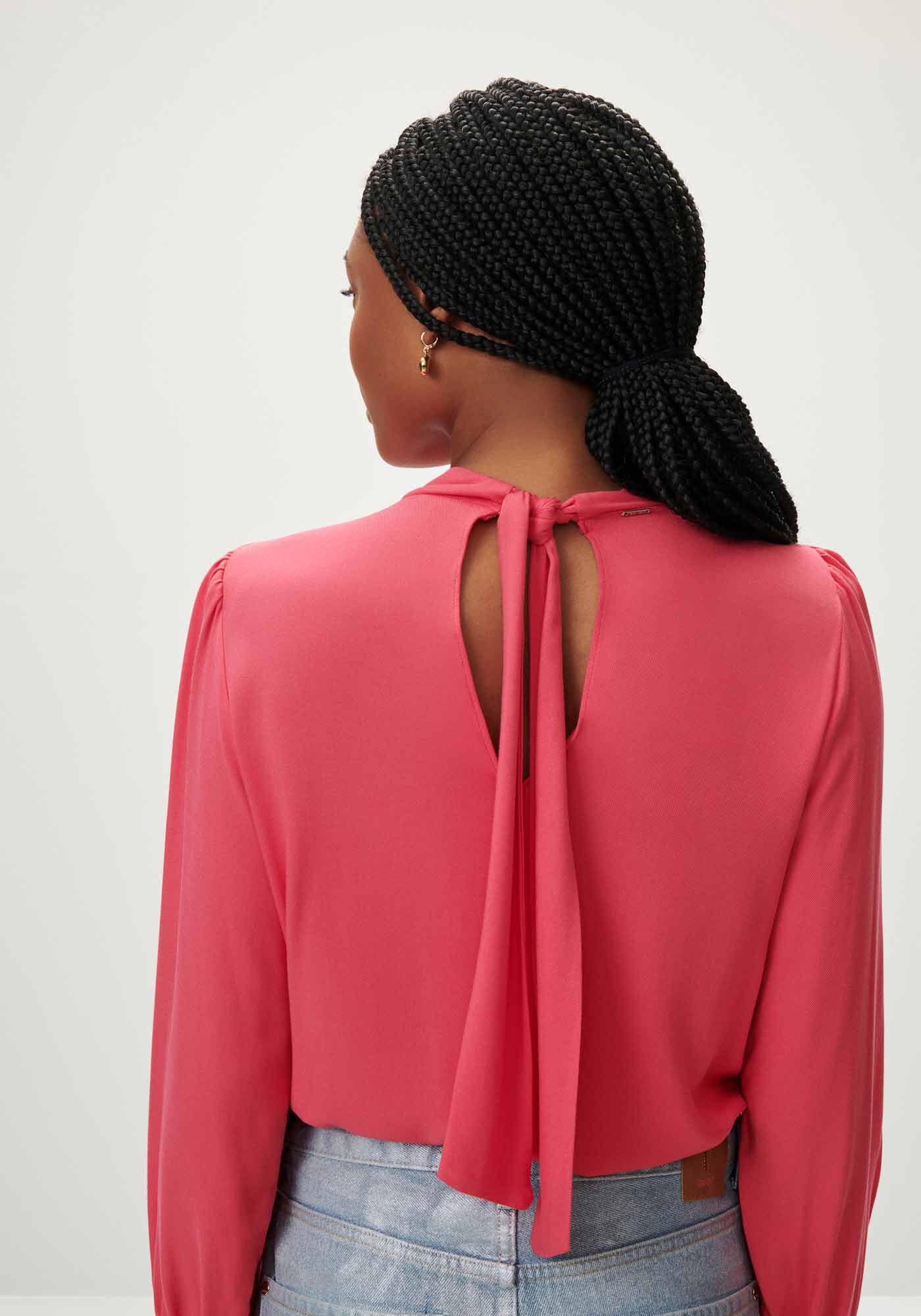 Blusa Manga Longa Bufante com Nervuras, , large.