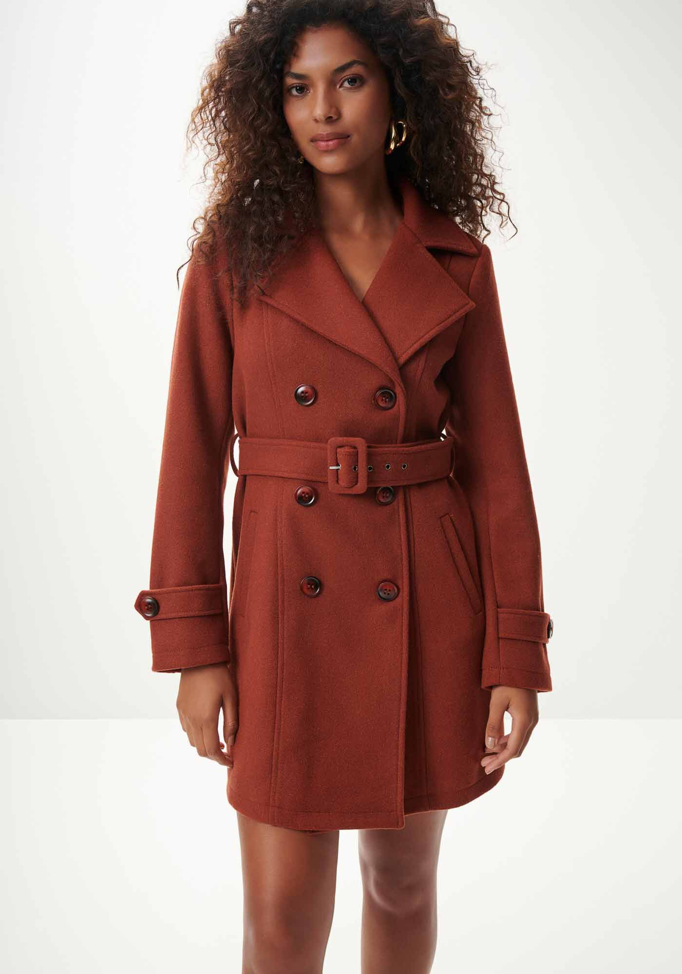 Sobretudo em L&atilde; Batida com Cinto, , large.