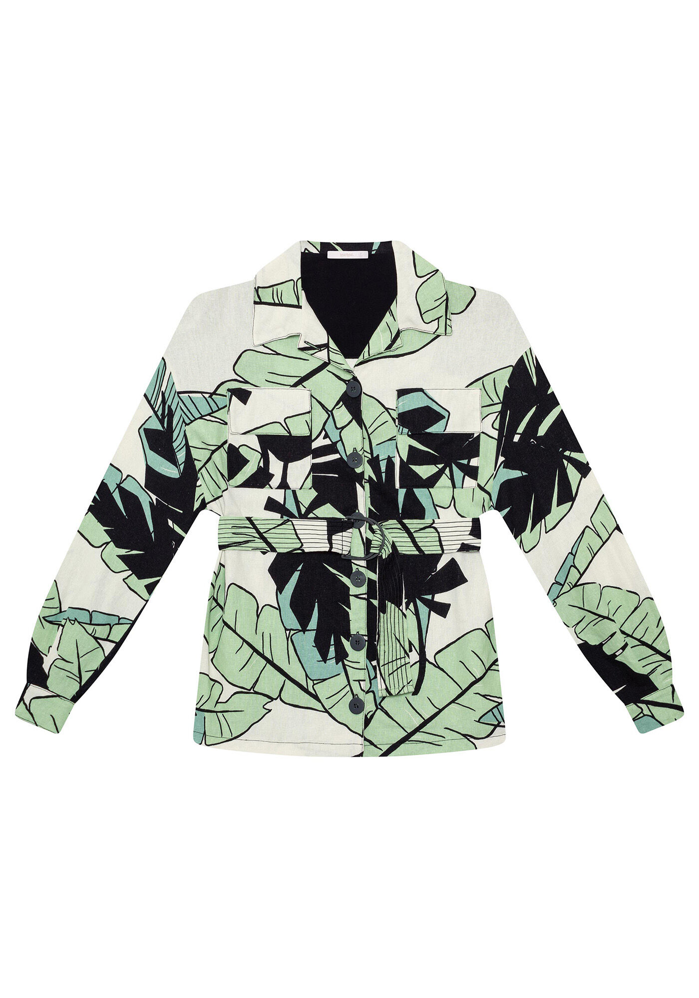 Camisa Manga Longa Linho Cinto, , large.