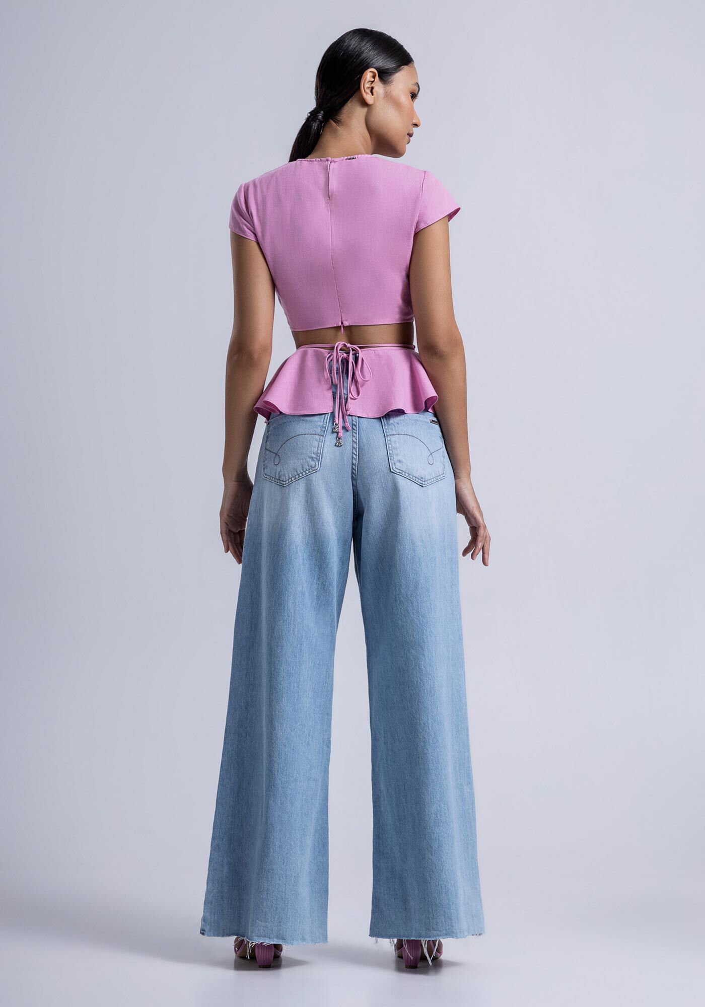 Blusa em Tecido Marrakesh com Babado Remov&iacute;vel, ROSA FABULOUS, large.