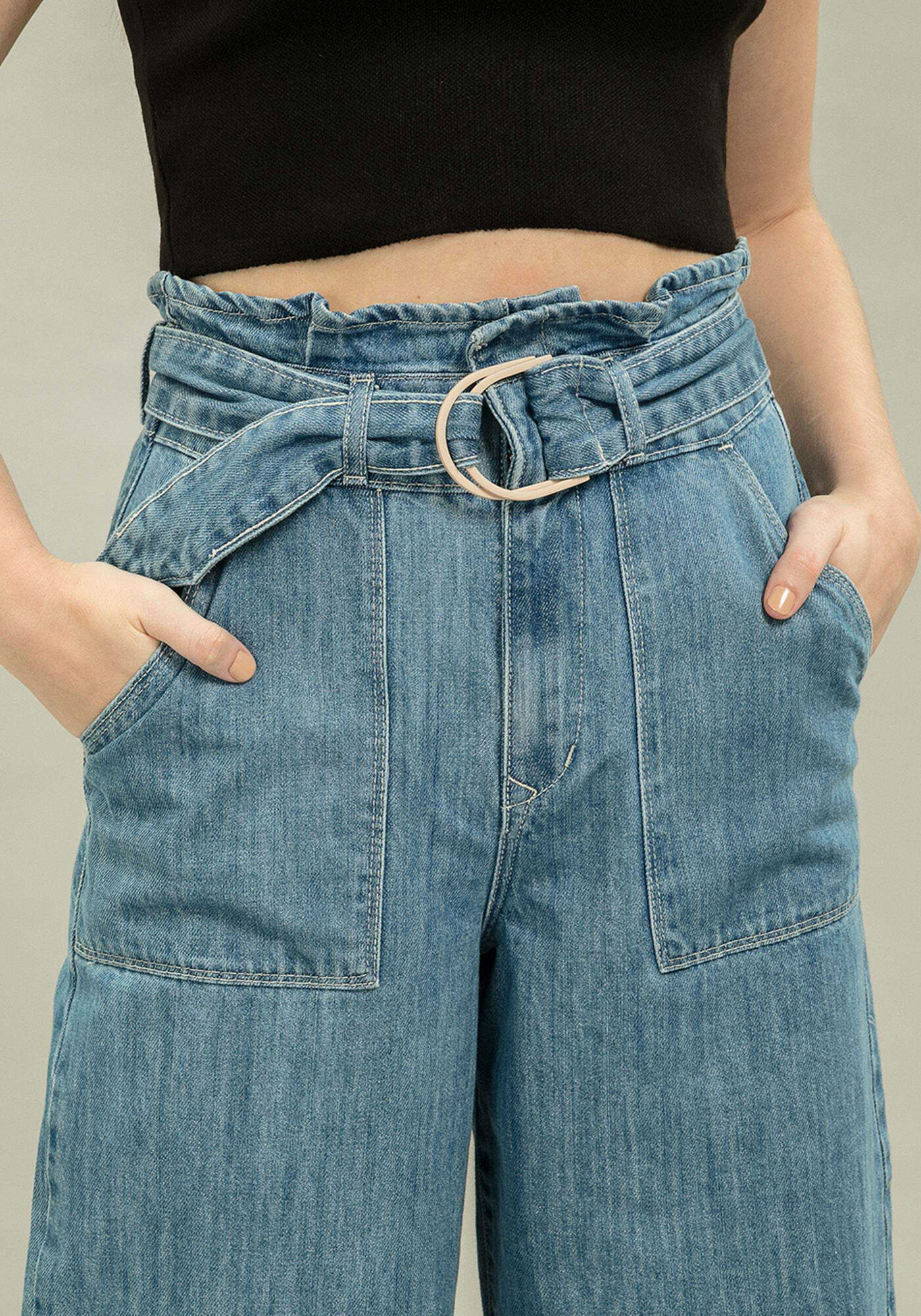 Cal&ccedil;a Jeans Pantacourt Cinto, , large.