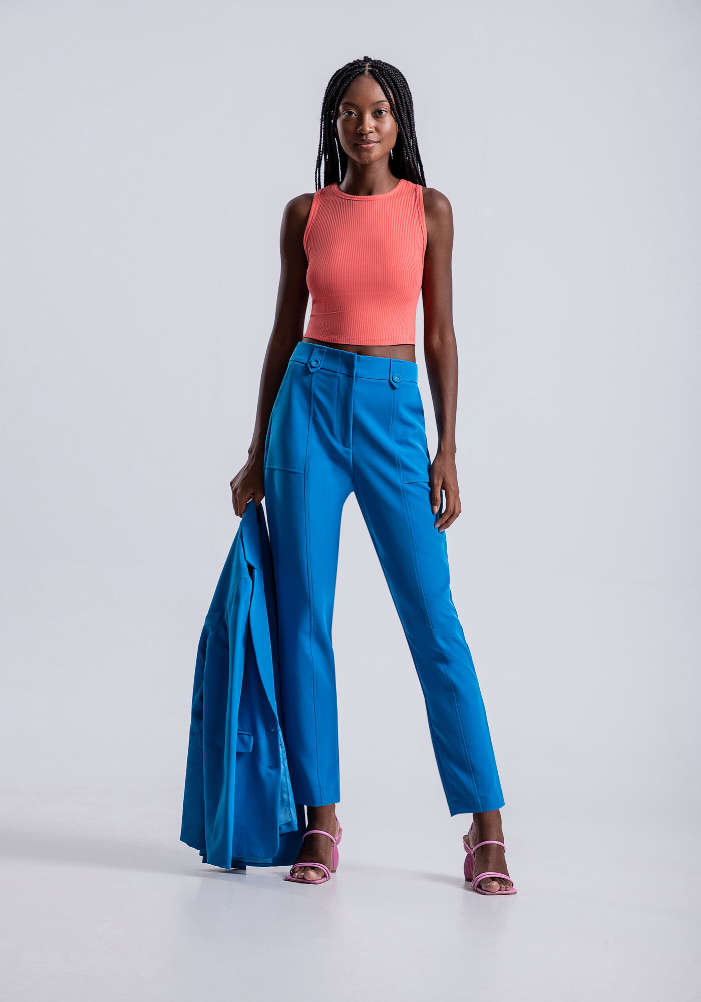 Cal&ccedil;a Carrot Tecido Petra com Detalhe C&oacute;s, , large.