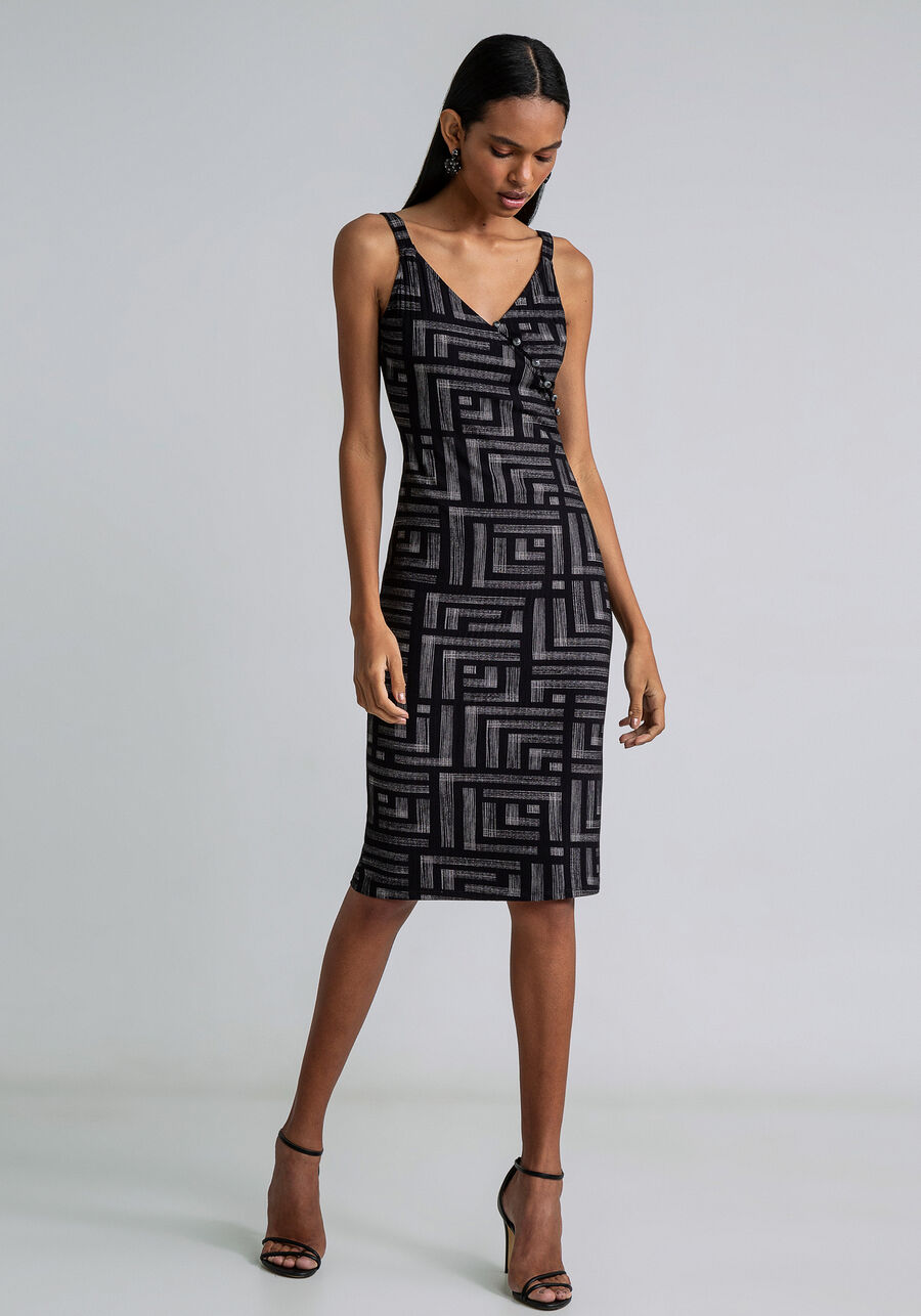 Vestido com Alças Midi Estampa, EQUILIBRIO. Vestido com Alças Midi Estampa, EQUILIBRIO, large.