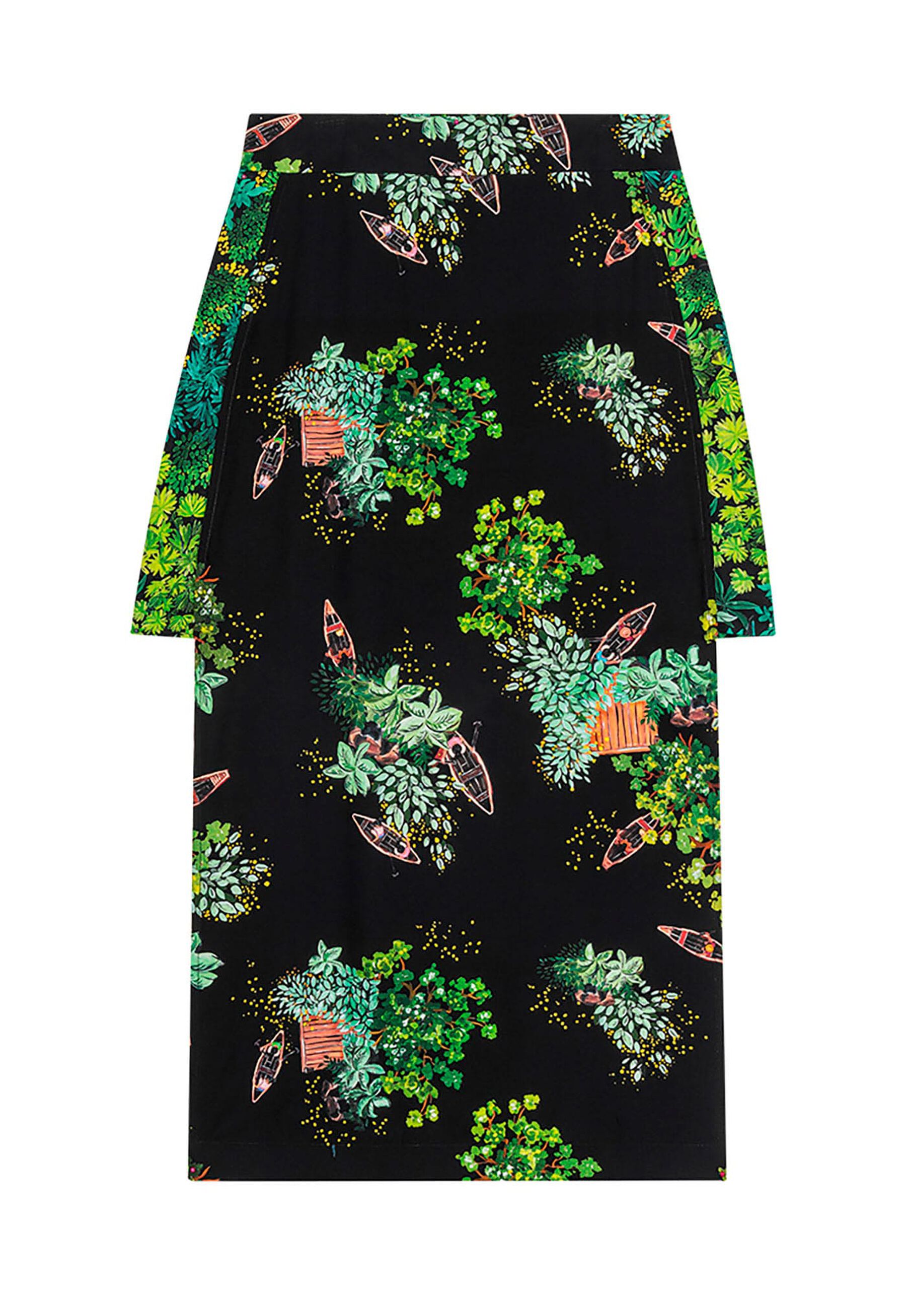 Saia Midi Estampada em Viscose Sobreposta, IGARAPE. Saia Midi Estampada em Viscose Sobreposta, IGARAPE, large.