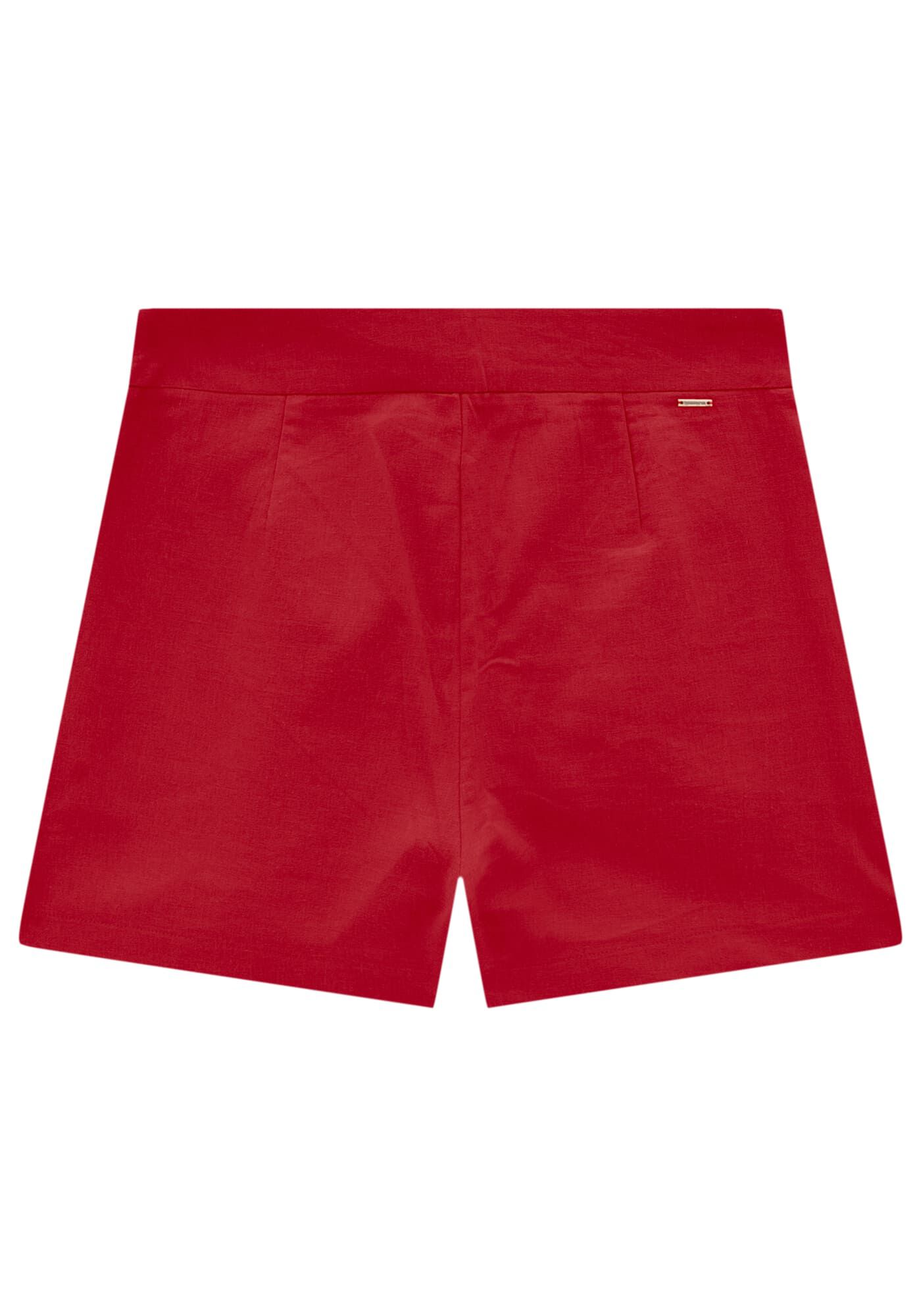 Shorts Cintura Alta em Linho Minimal, , large.