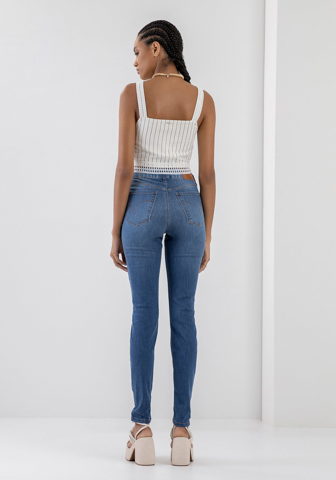 Blusa Cropped Estampada em Linho com Renda, , large.