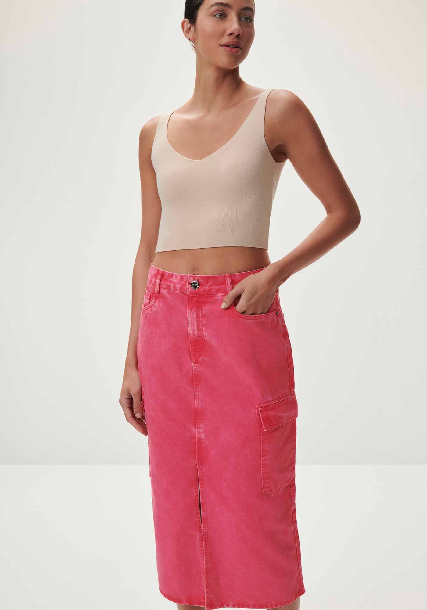 Saia Sarja Midi Cargo com Fenda, , large.