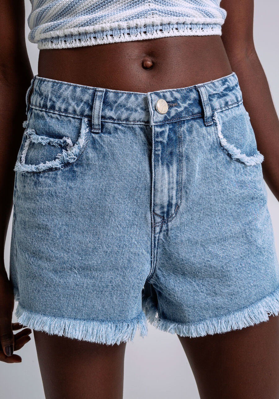 Shorts Jeans Rio com Desfiados, JEANS, large.