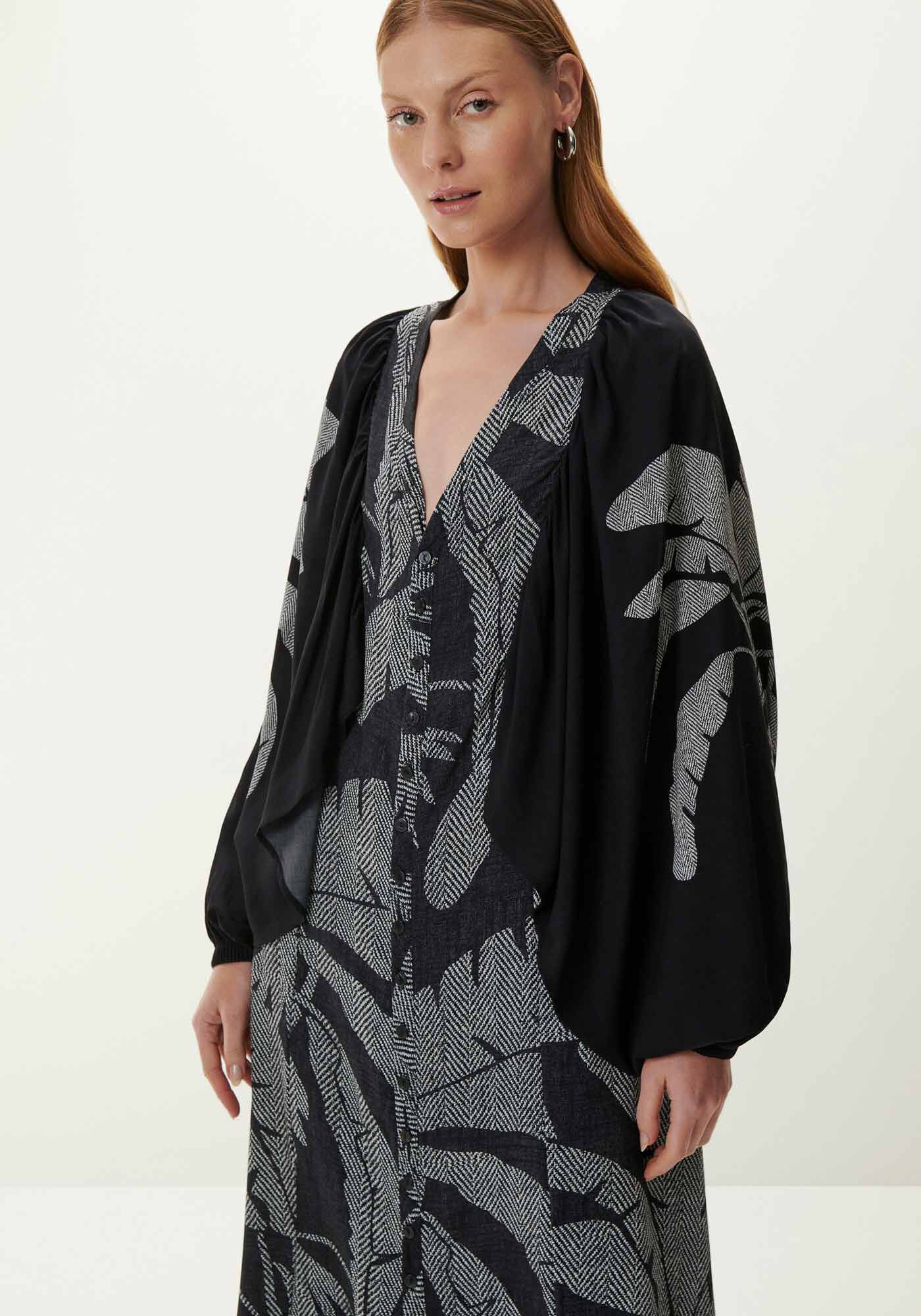 Vestido Midi Chemise Estampado com M&aacute;xi Mangas, , large.