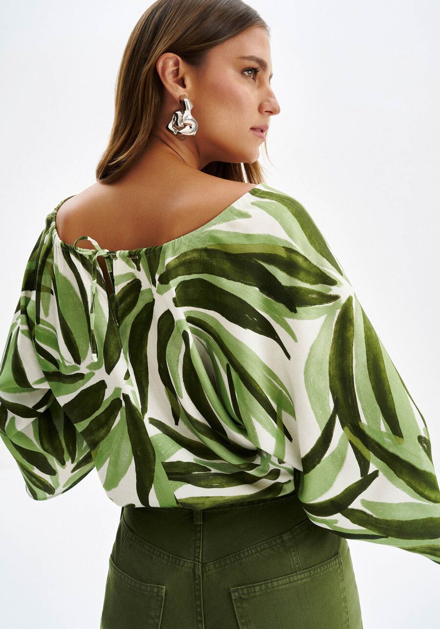 Blusa Manga 3/4 em Viscose com Amarração, . Blusa Manga 3/4 em Viscose com Amarração, , large.