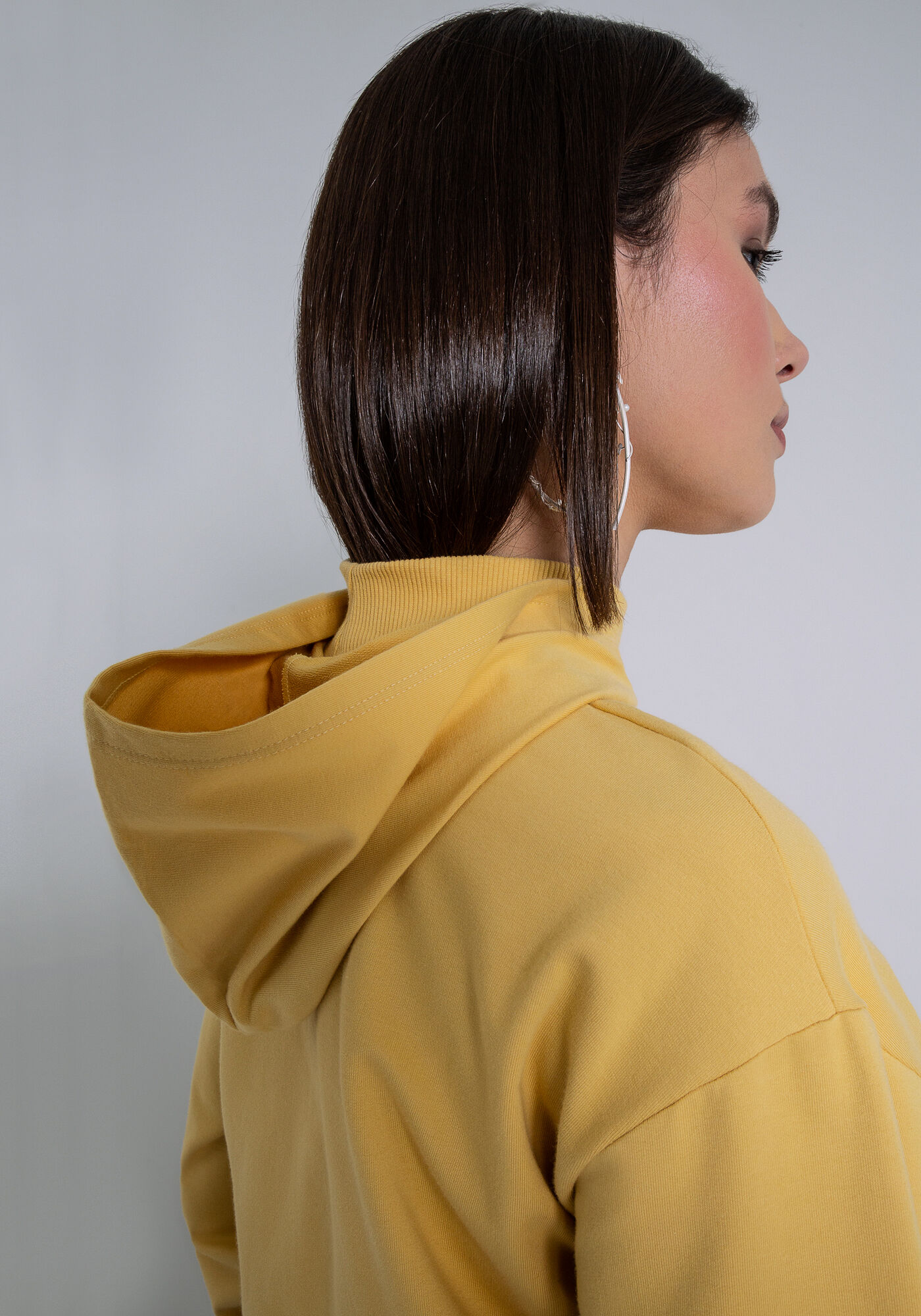 Blus&atilde;o Cropped Molecotton Gola e Capuz, BEGE MAISEIDY, large.