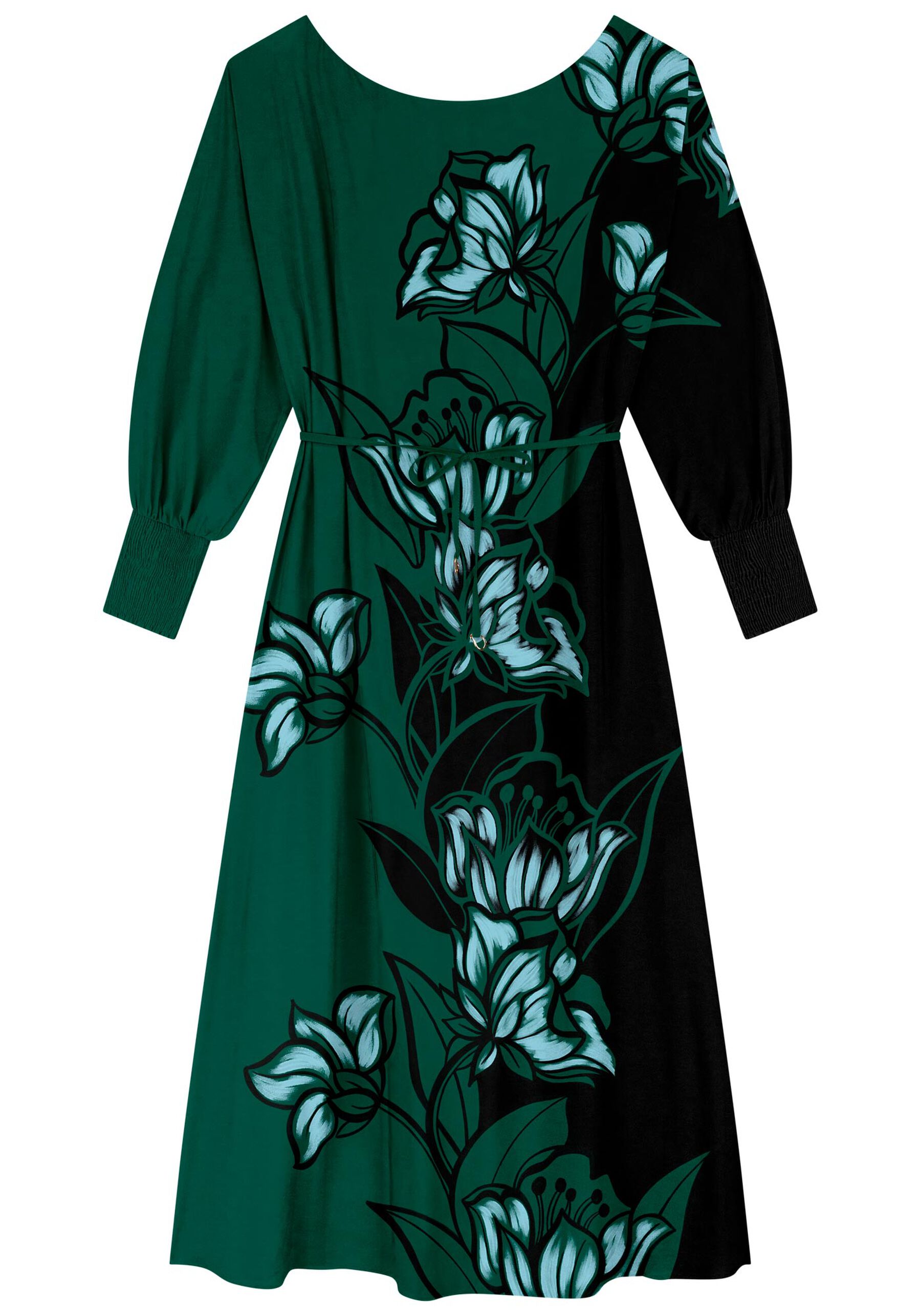 Vestido Midi Chá Ombro A Ombro Estampado Em Viscose, . Vestido Midi Chá Ombro A Ombro Estampado Em Viscose, , large.