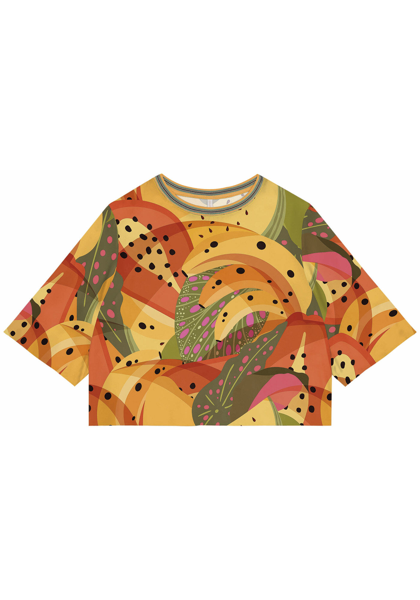 Blusa Ampla em Viscose Estampada com Retil&iacute;nea, , large.