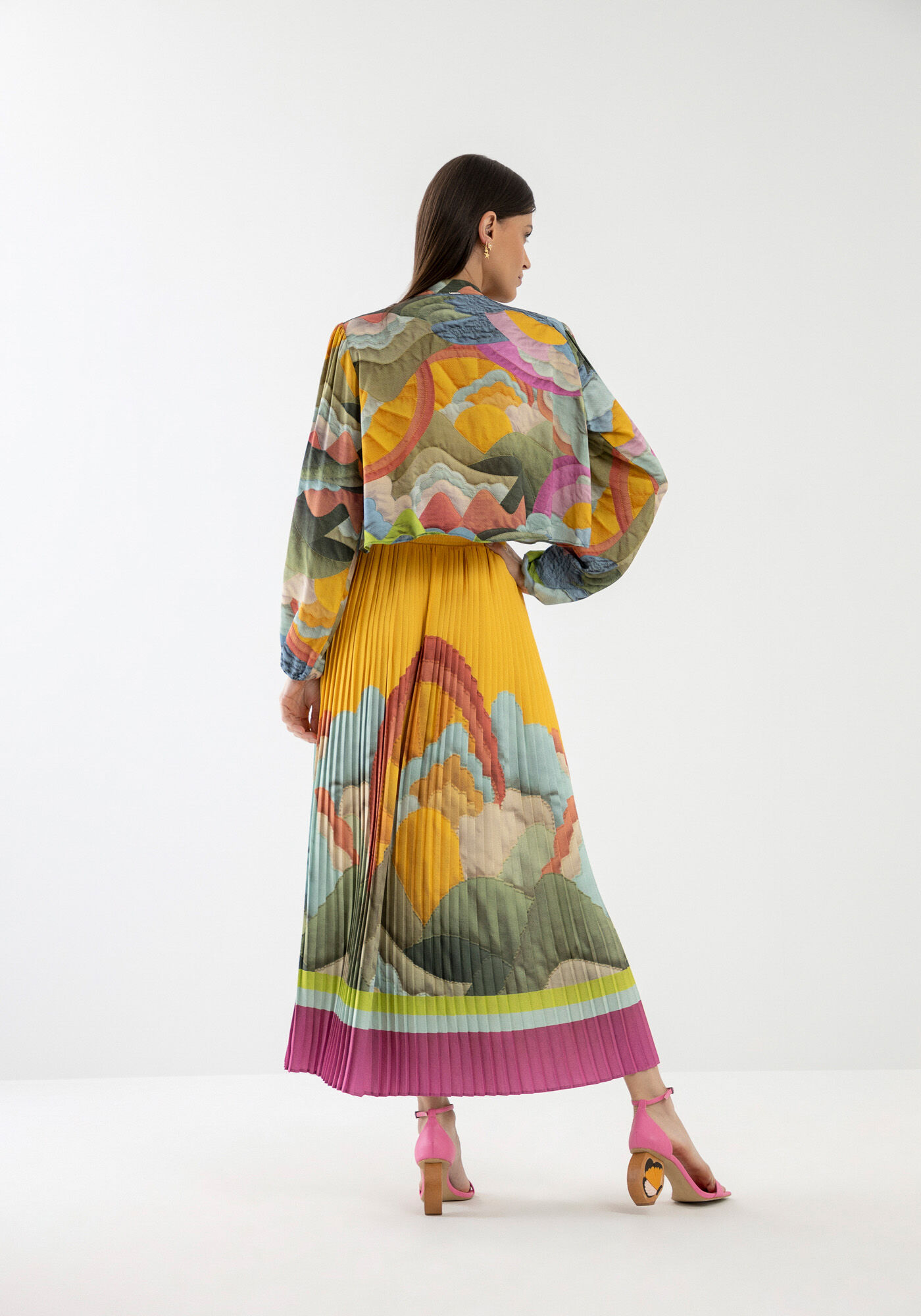 Blusa Cropped Manga Bufante com Top Reto, , large.