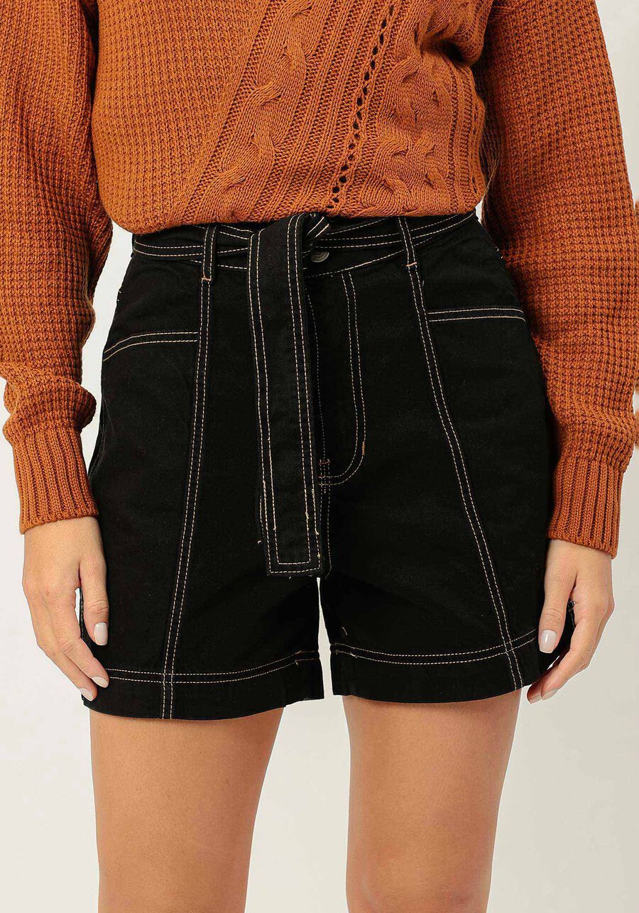 Shorts Sarja Mom Cintura Alta com Cinto, . Shorts Sarja Mom Cintura Alta com Cinto, , large.