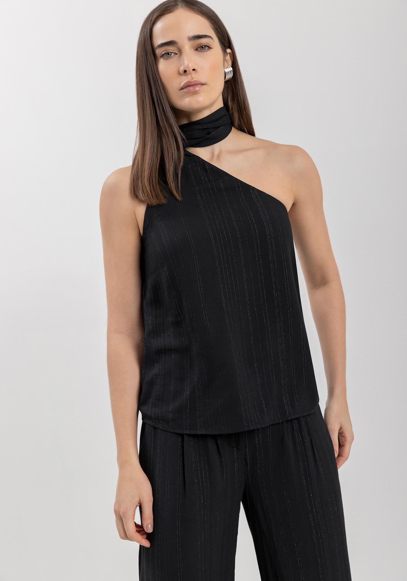 Blusa De Um Ombro S&oacute; Com Faixa Em Viscose, , large.