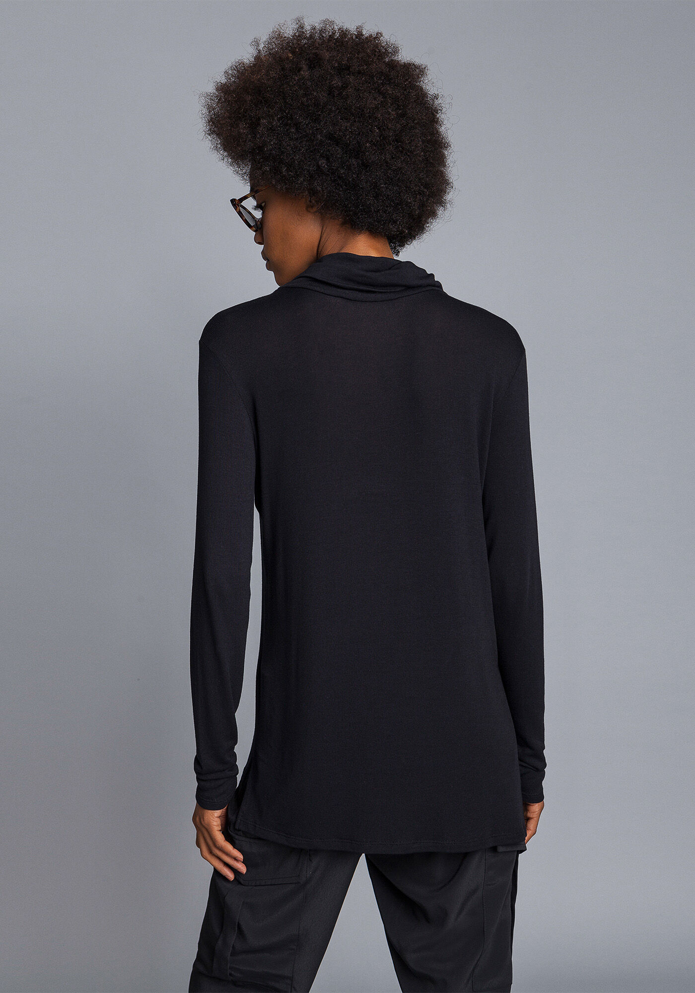 Blusa Manga Longa Gola Alta Mescla Escuro, , large.