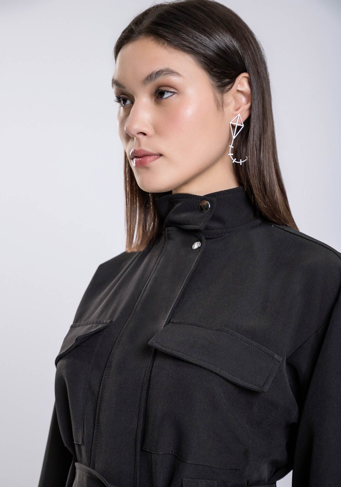 Jaqueta Tecido Petra com Bolsos e Faixa, , large.