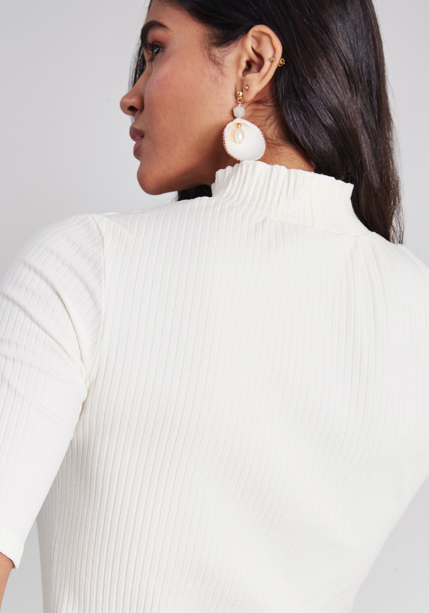 Blusa Mangas 3/4 Gola Lastex, , large.