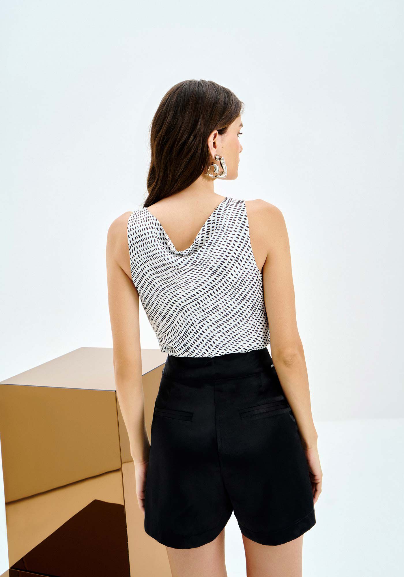 Blusa Estampada em Chiffon com Decote Degag&ecirc;, , large.