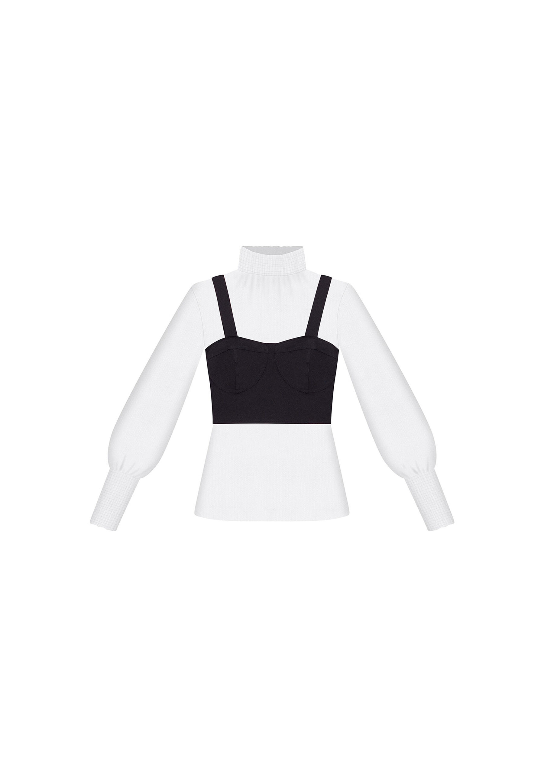 Blusa com Sobreposição Top, BRANCO OFF WHITE. Blusa com Sobreposição Top, BRANCO OFF WHITE, large.