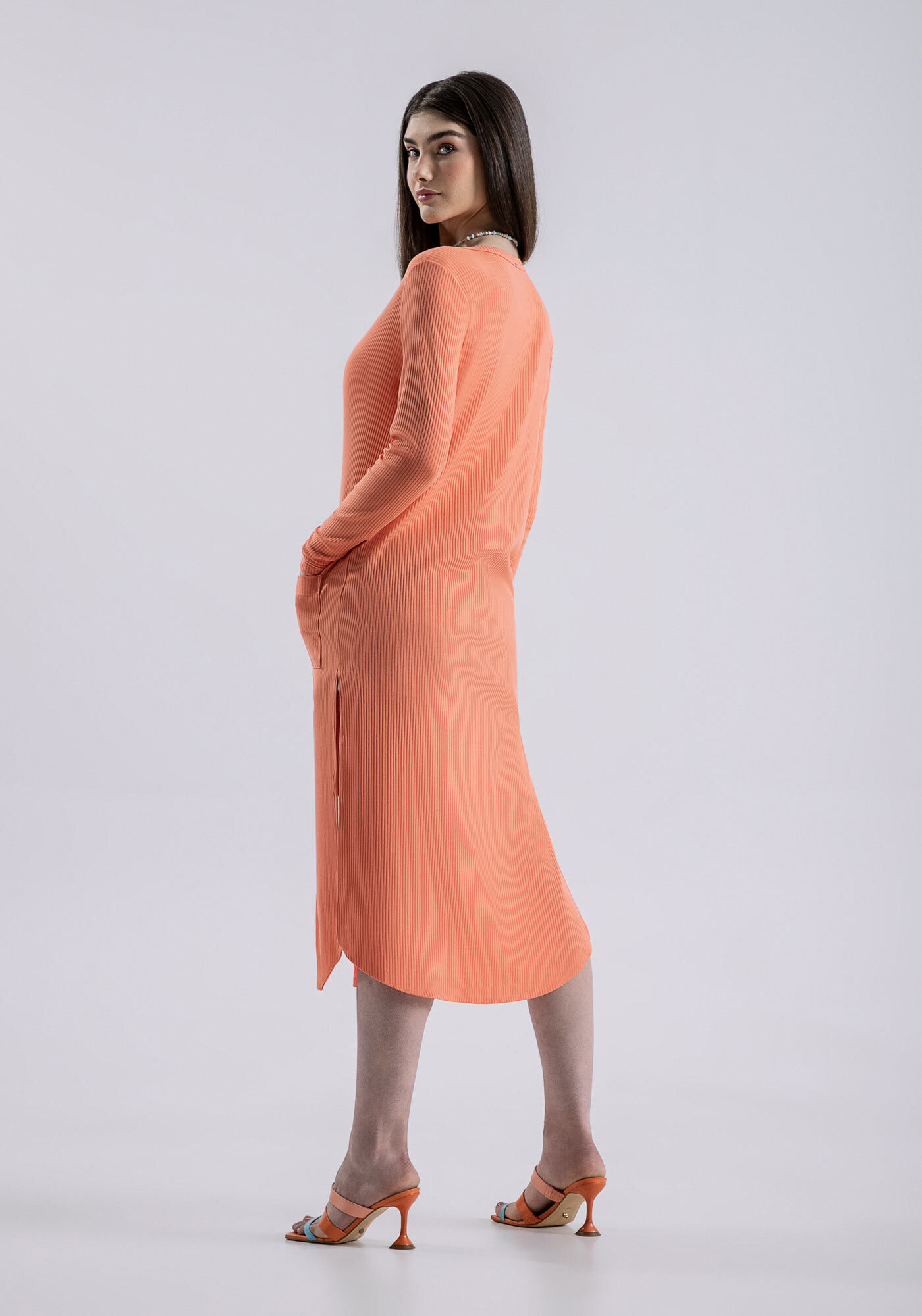 Cardigan Longo Canelado com Bolsos, , large.