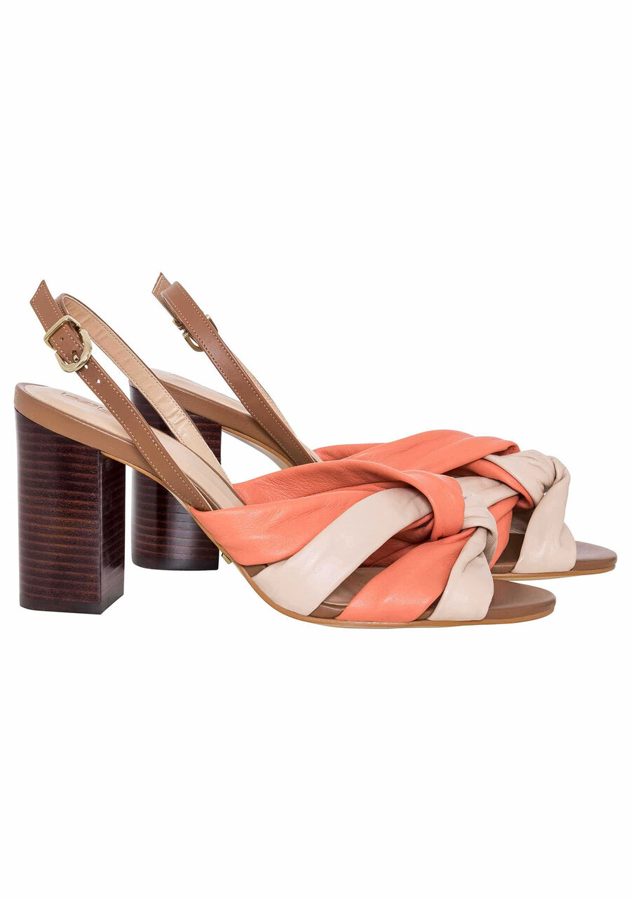 Sandália Couro Salto Bloco Salmao Pansy, SALMAO. Sandália Couro Salto Bloco Salmao Pansy, SALMAO, large.