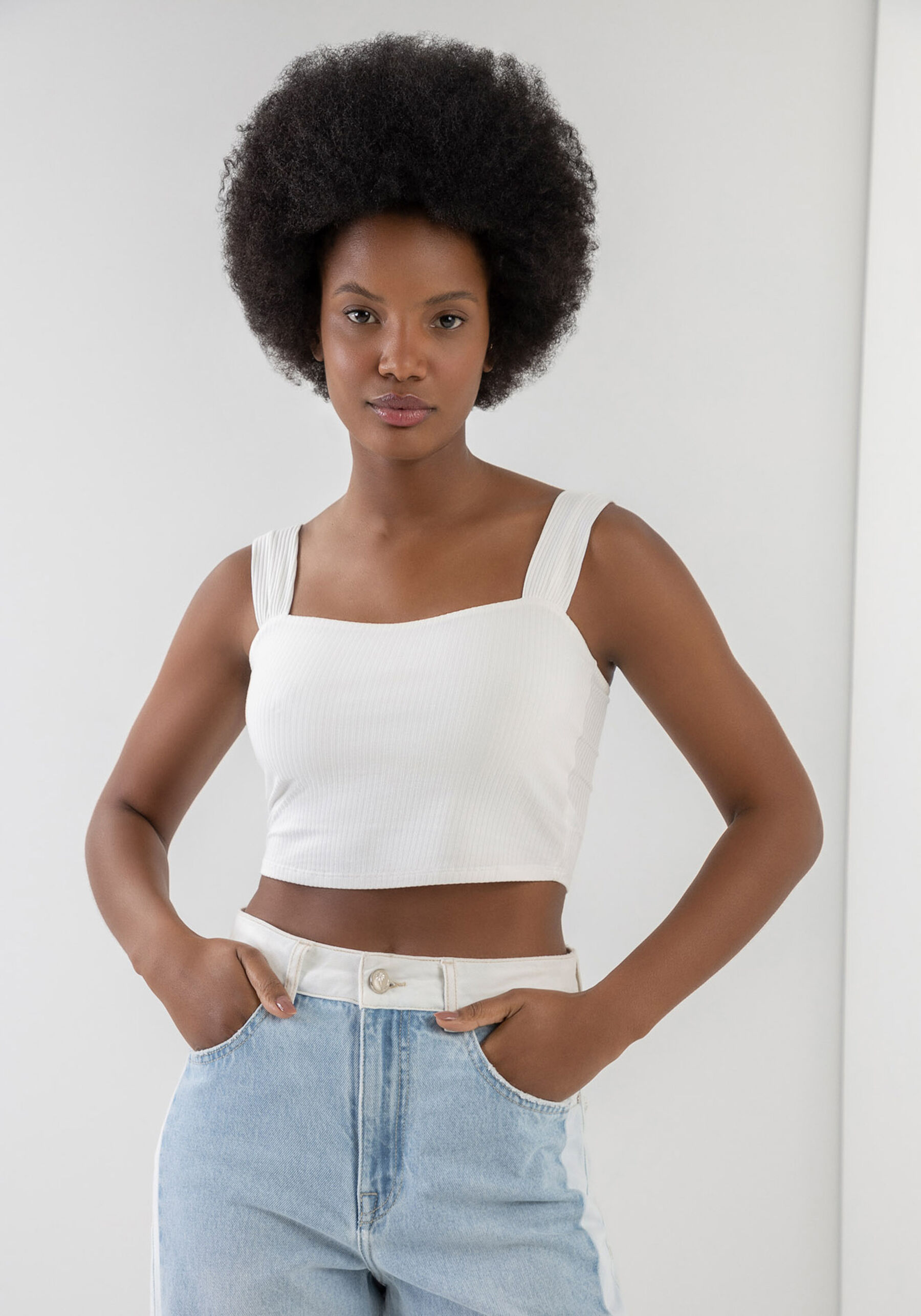 Blusa Canelada Cropped com Alças, . Blusa Canelada Cropped com Alças, , large.