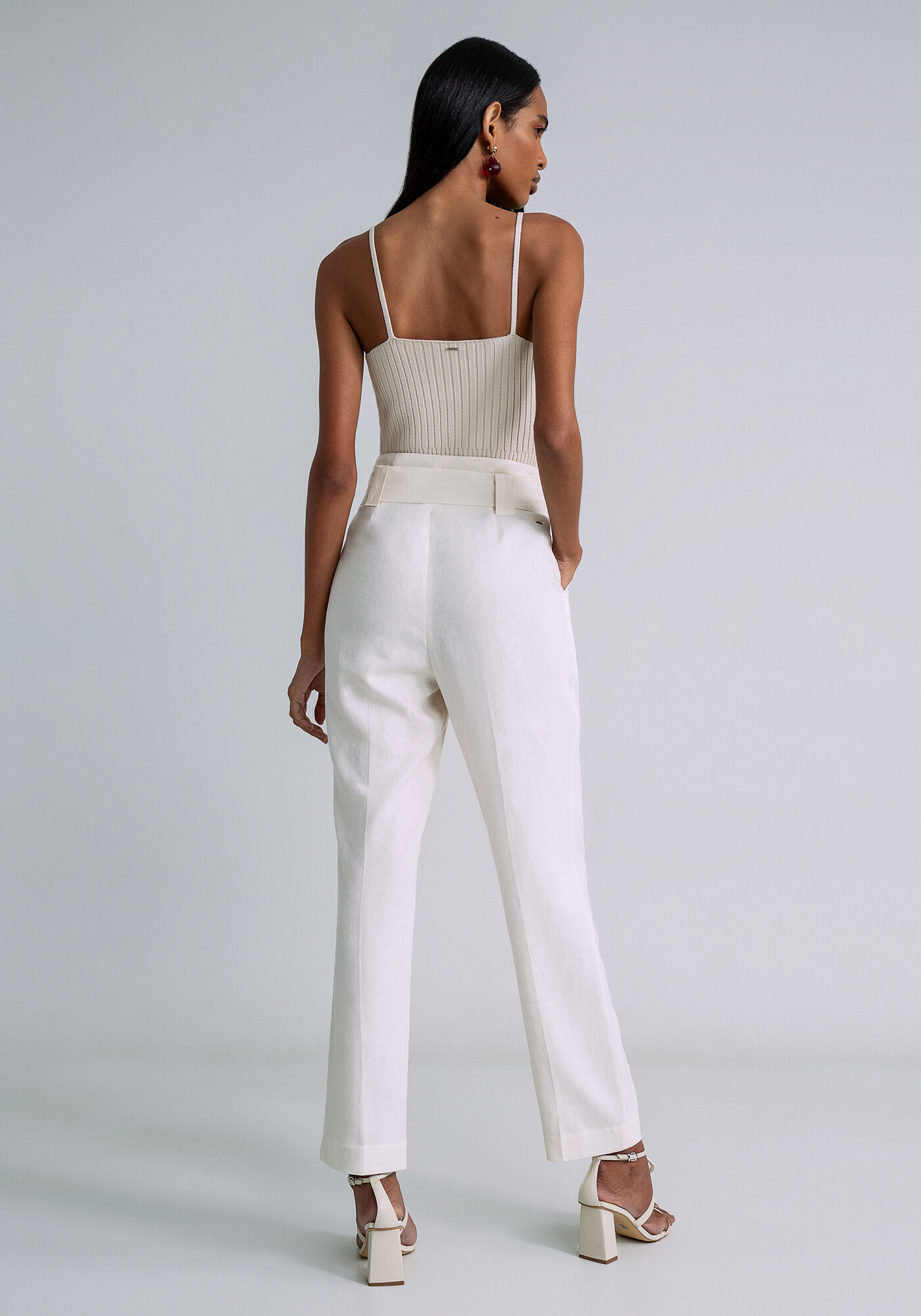 Calça de linho cintura alta sales