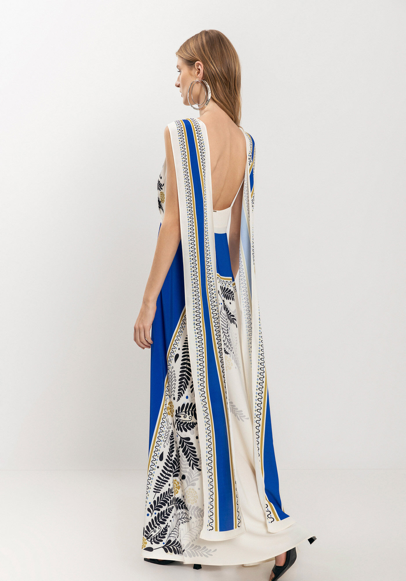 Vestido Longo Fluido Forrado Com Decote Em V, , large.