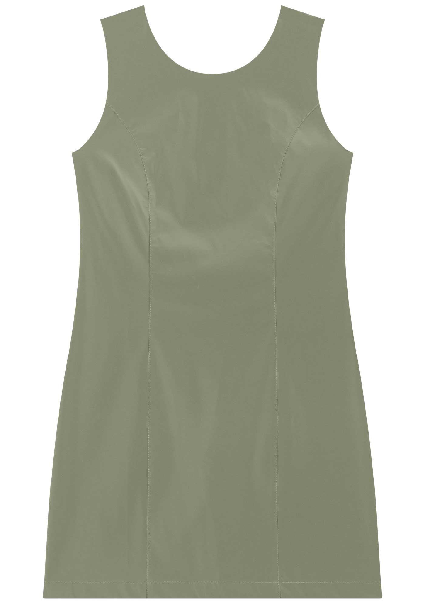 Vestido Curto Sem Mangas Com Recortes Pespontados, , large.