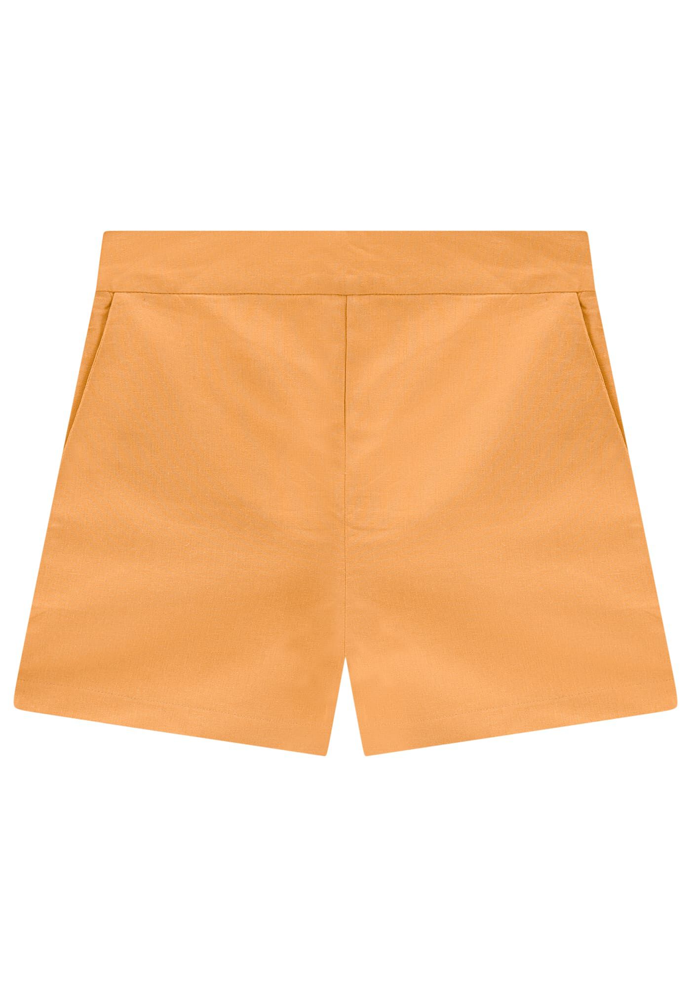 Shorts Cintura Alta em Linho Minimal, , large.