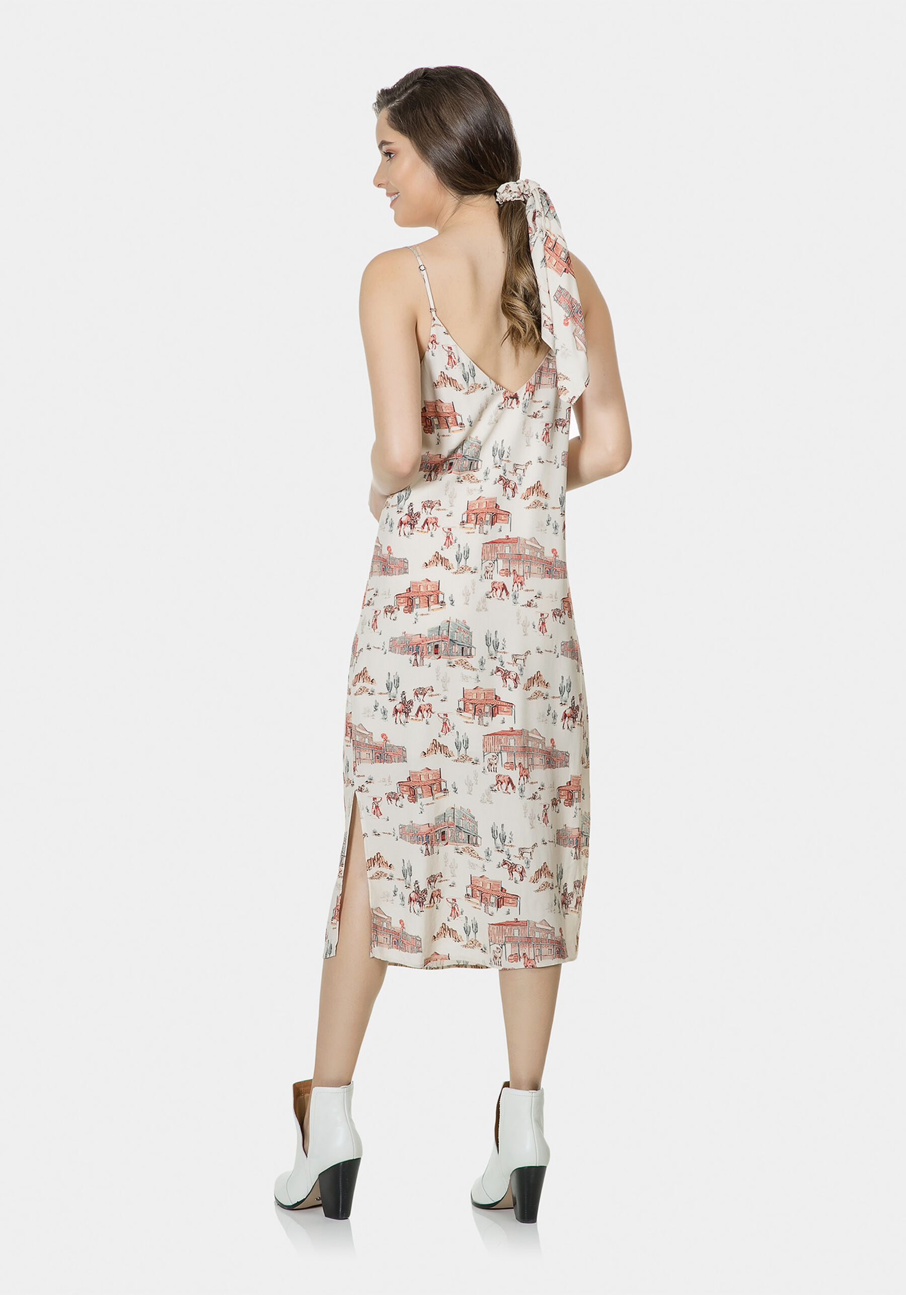 Vestido Mídi com Acessório Tecido, . Vestido Mídi com Acessório Tecido, , large.