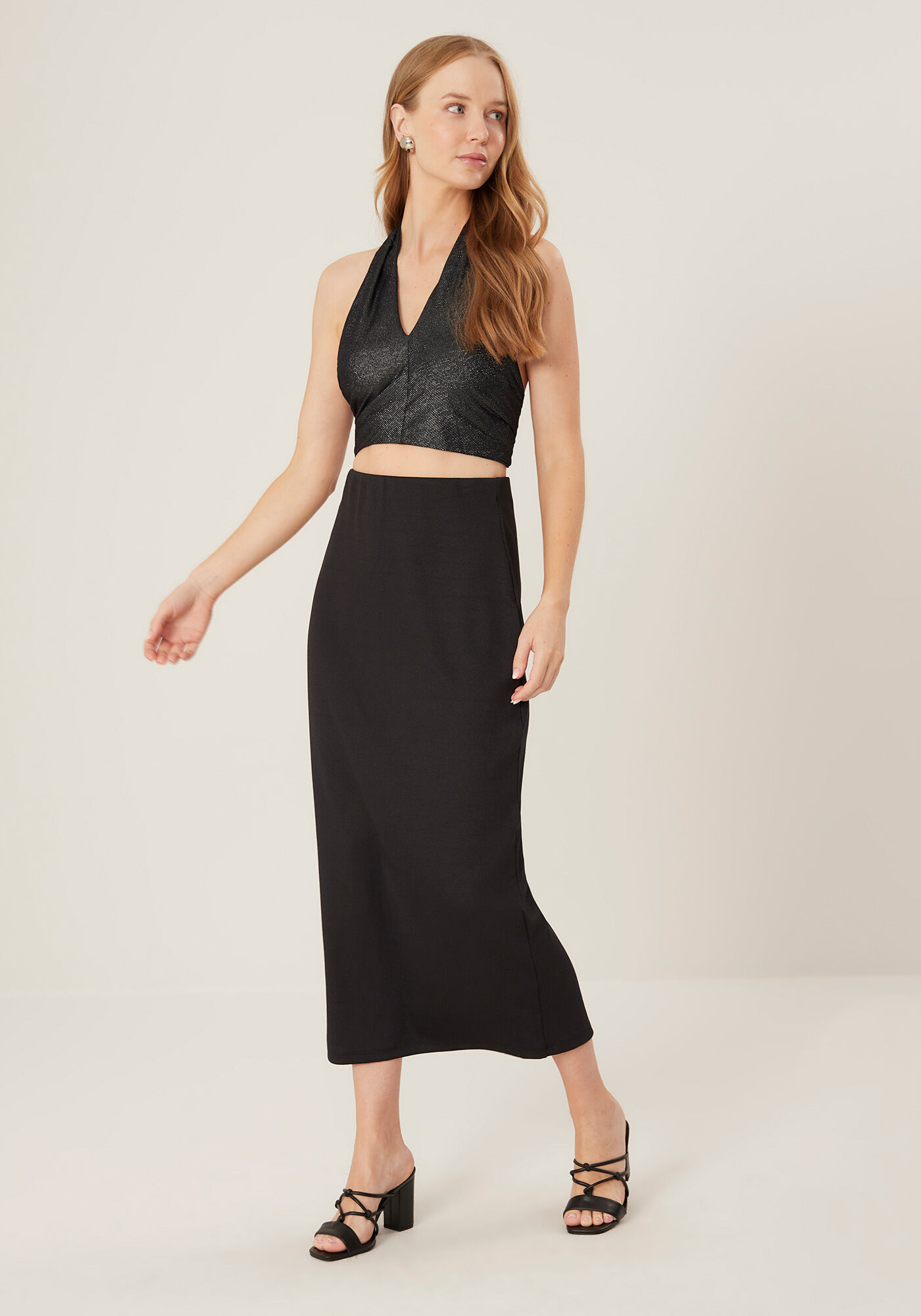 Blusa Frente &Uacute;nica Cropped Cross Neck, PRETO REATIVO, large.