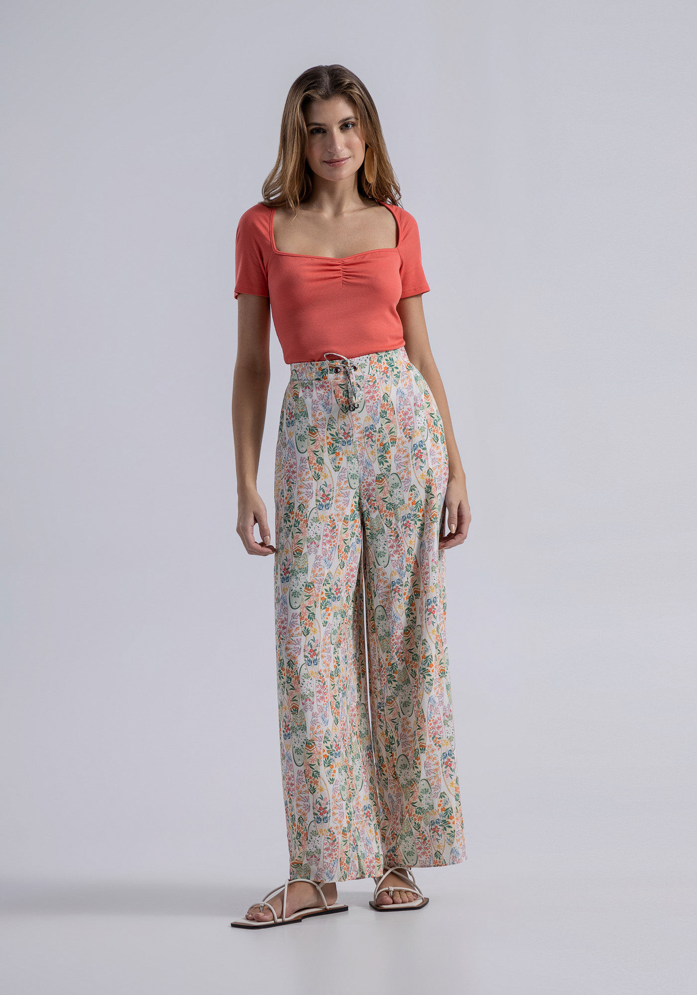 Blusa Manga Curta Canelada com Franzido Busto, , large.