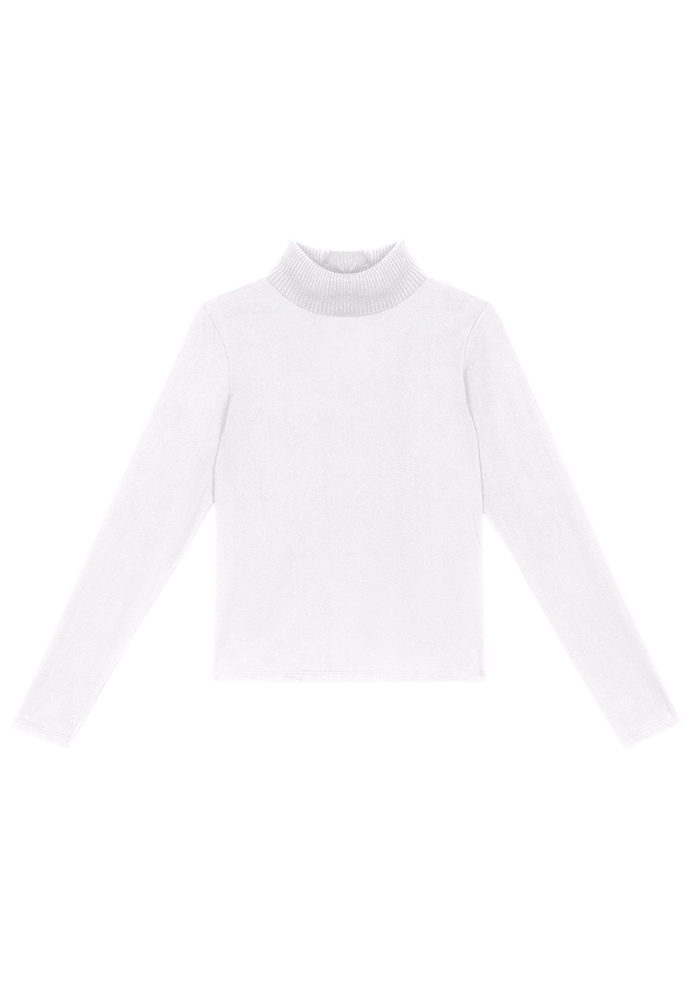 Blusa Manga Longa em Malha Aveludada com Gola Alta, , large.