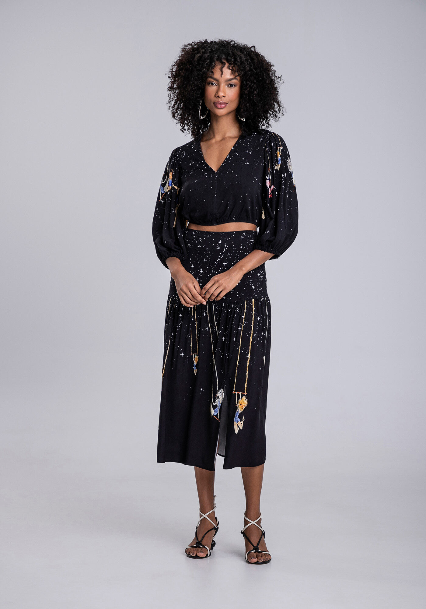 Blusa Cropped com Manga 3/4 Bufante, , large.