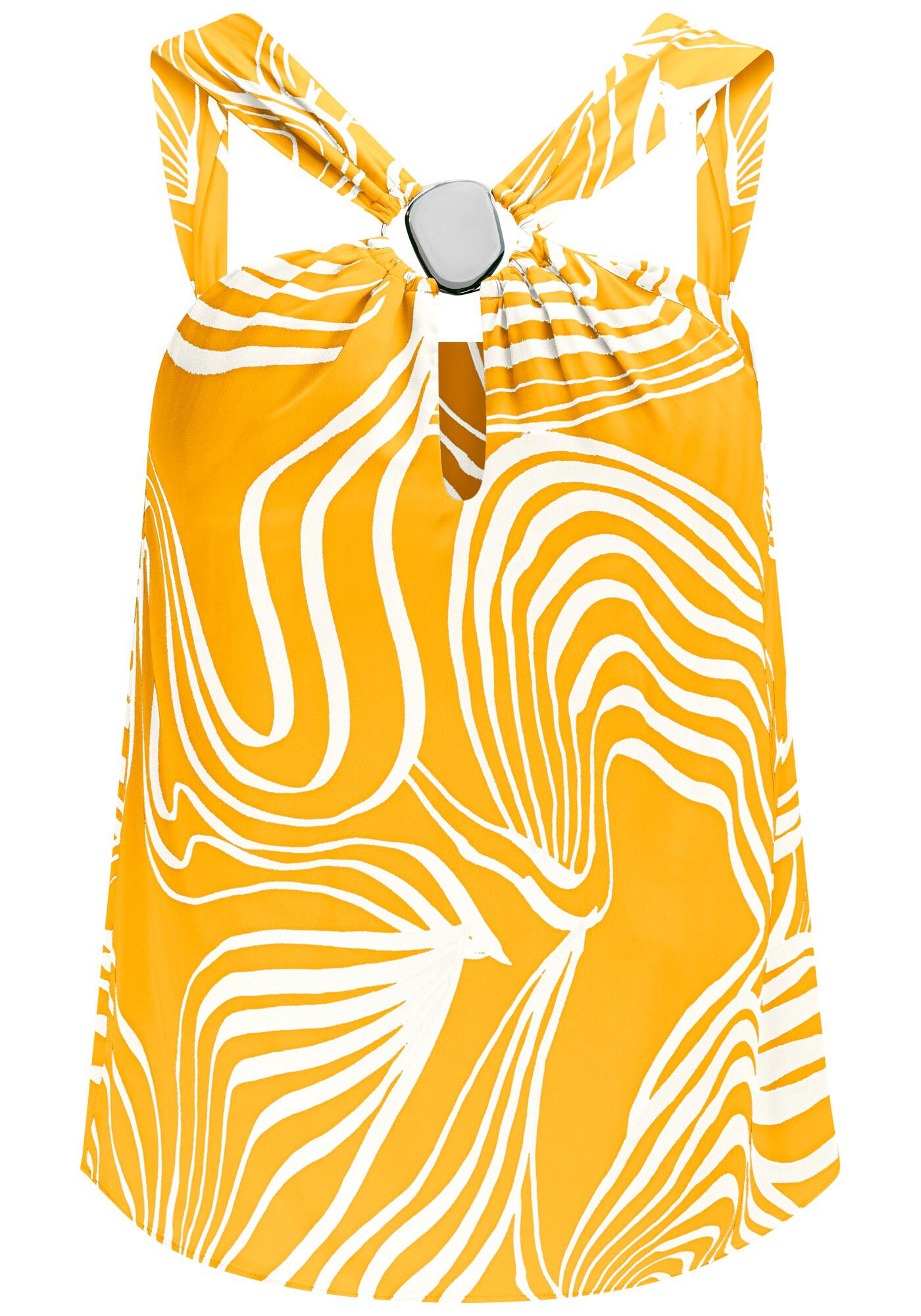 Blusa Cross Neck Estampada com Detalhe Aviamento, , large.