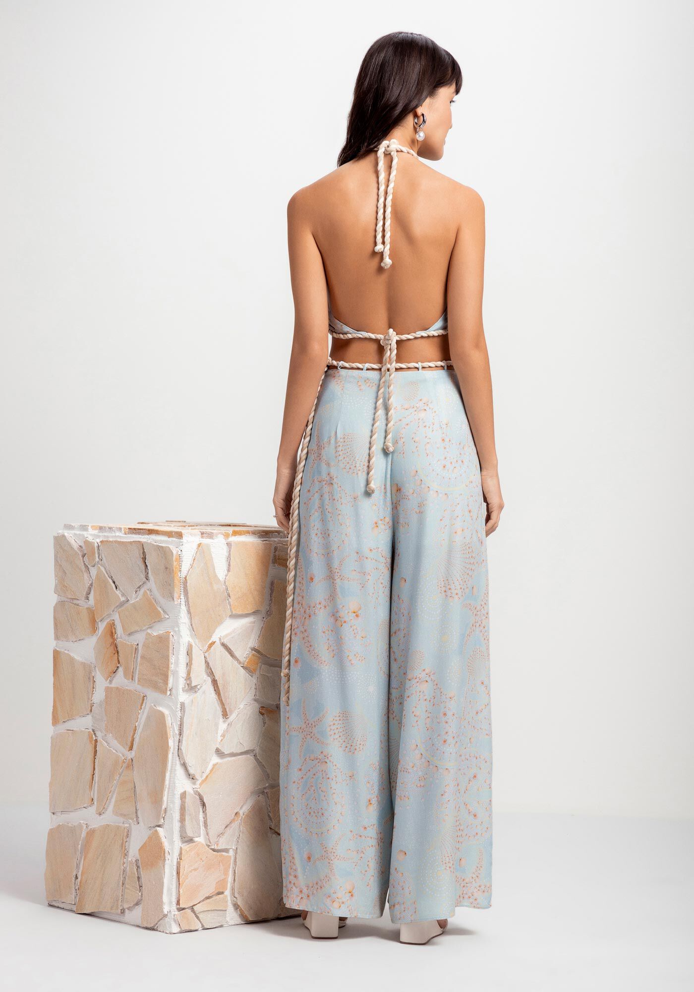 Cal&ccedil;a Pantalona Estampada com Cinto Corda, CALLA, large.