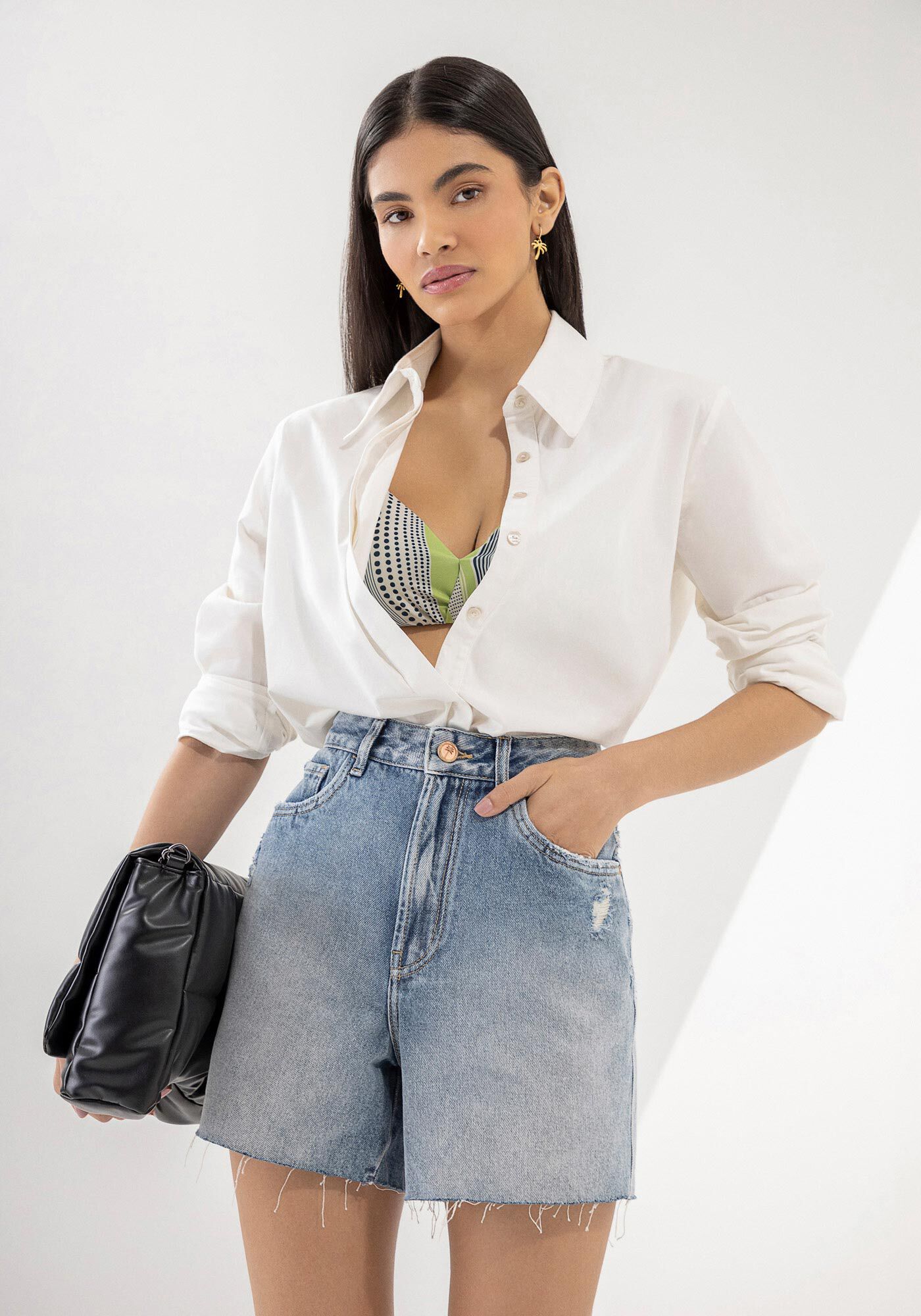 Shorts Jeans Mom com Cintura Super Alta, , large.