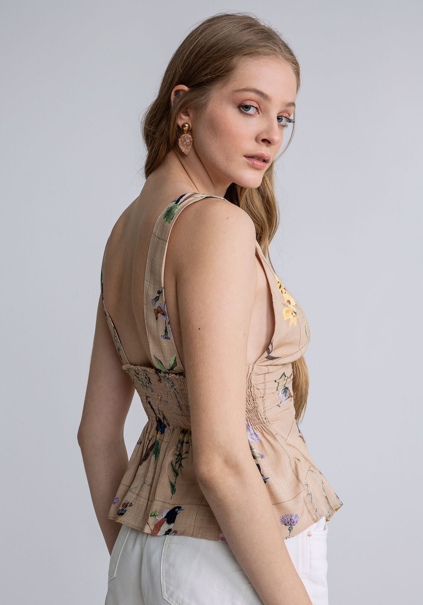 Blusa Decote V Profundo Estampa, , large.