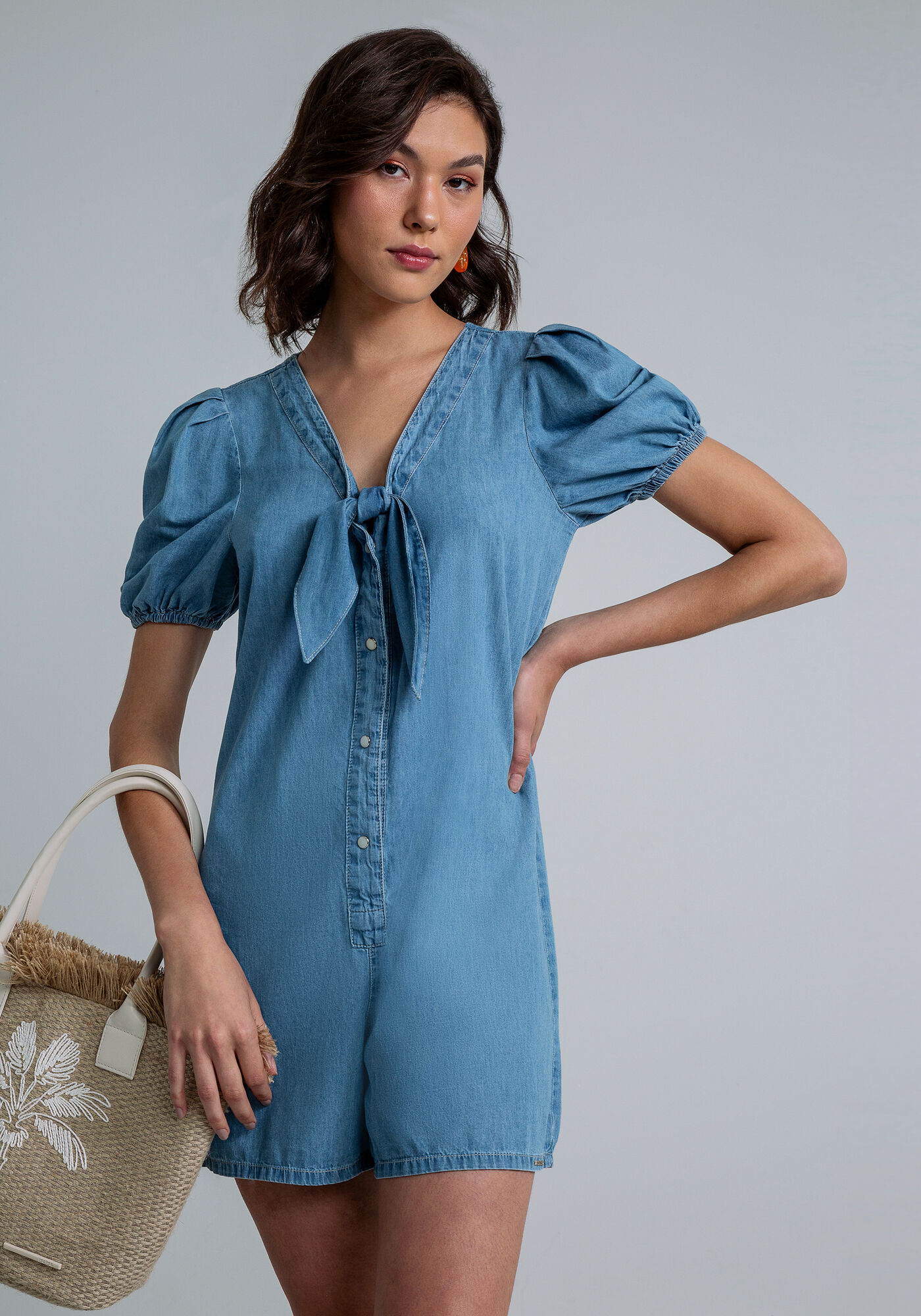 Macac&atilde;o Curto Manga Bufante, JEANS, large.