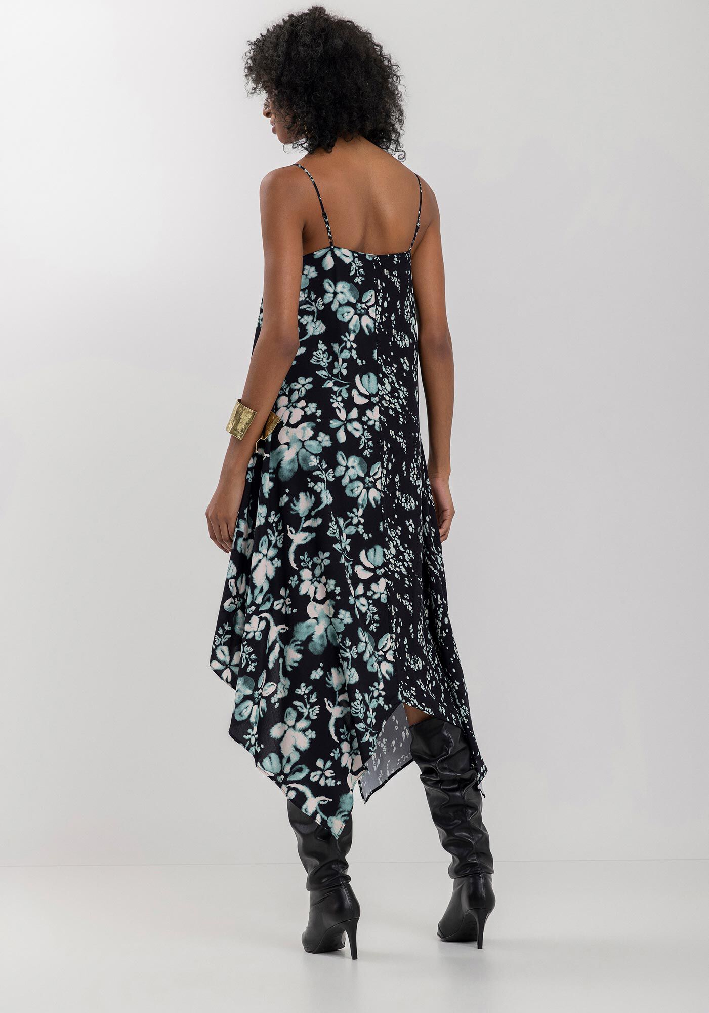 Vestido Midi De Al&ccedil;as Estampado Com Modelagem Assim&eacute;trica, , large.