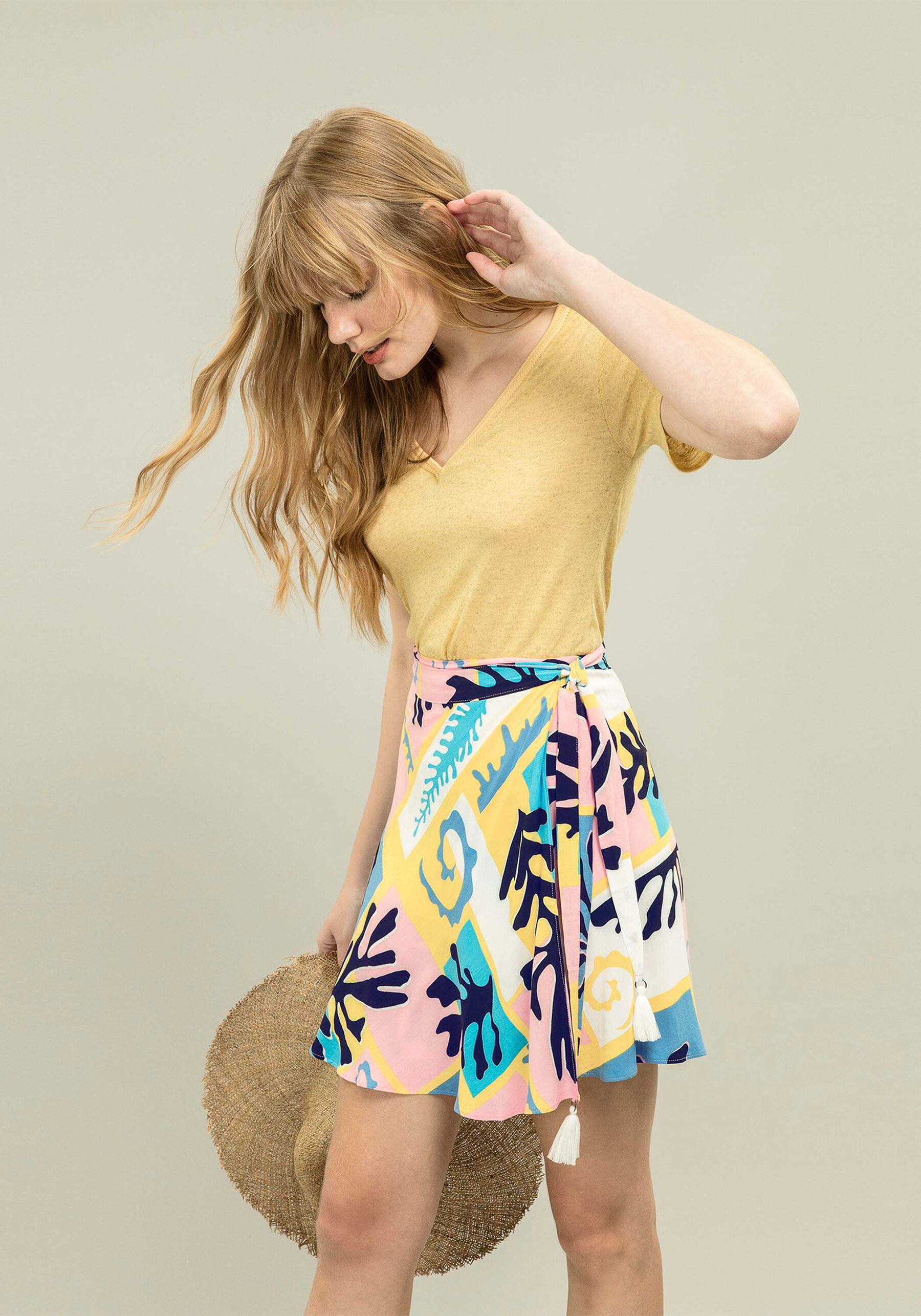 Saia Transpassada Estampa, . Saia Transpassada Estampa, , large.